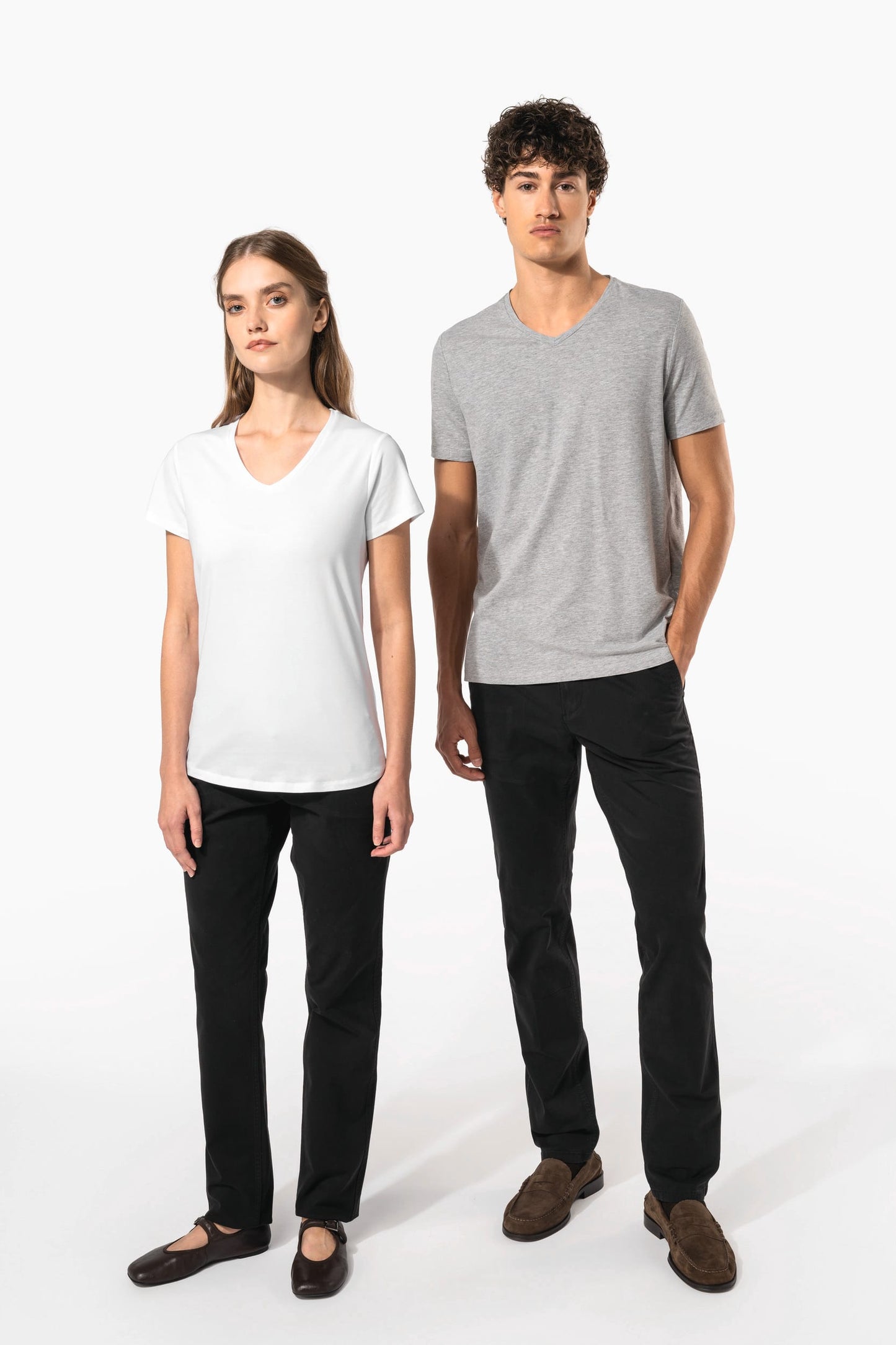 K3015 - T-shirt donna maniche corte con collo a V<br/>