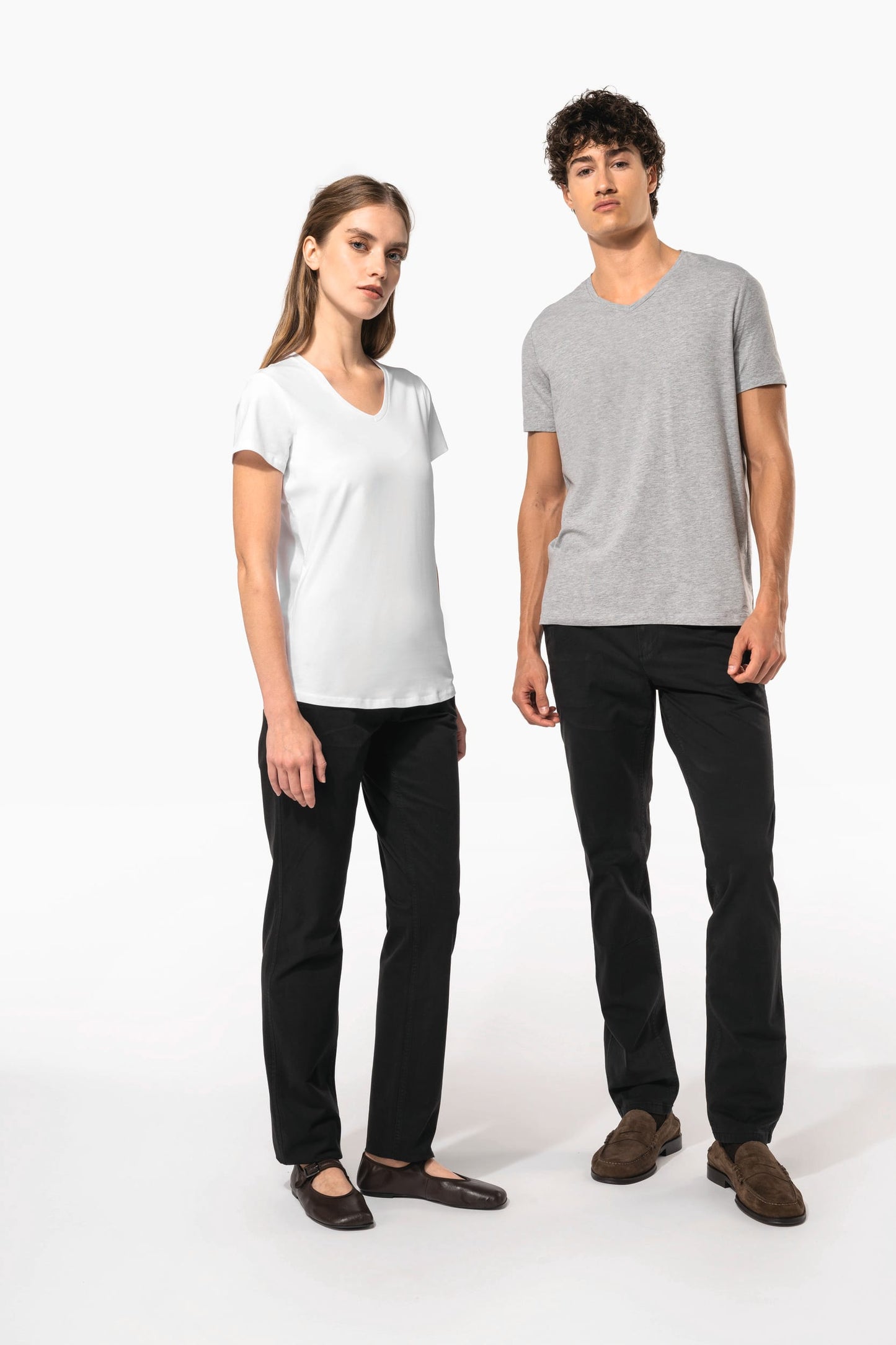 K3015 - T-shirt donna maniche corte con collo a V<br/>