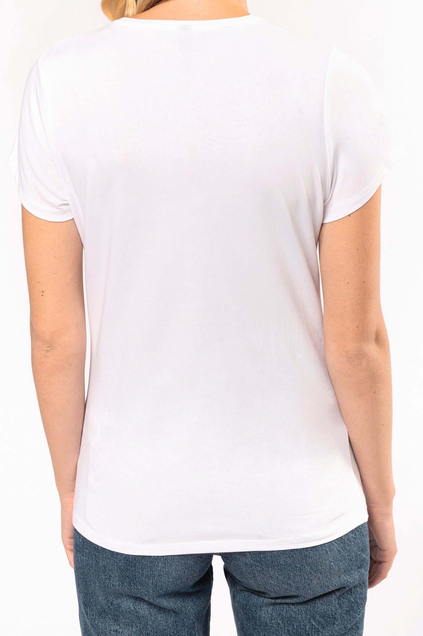 K3015C - T-shirt donna maniche corte con collo a V<br/>