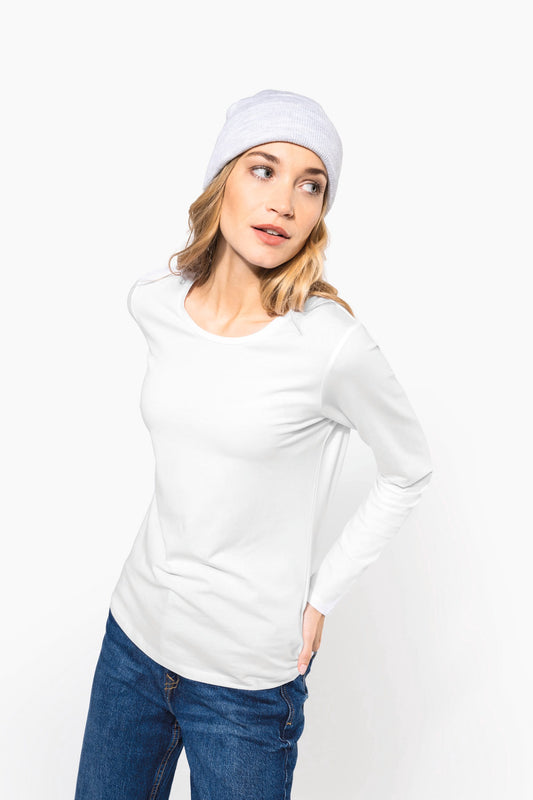 K3017C - T-shirt donna maniche lunghe girocollo<br/>