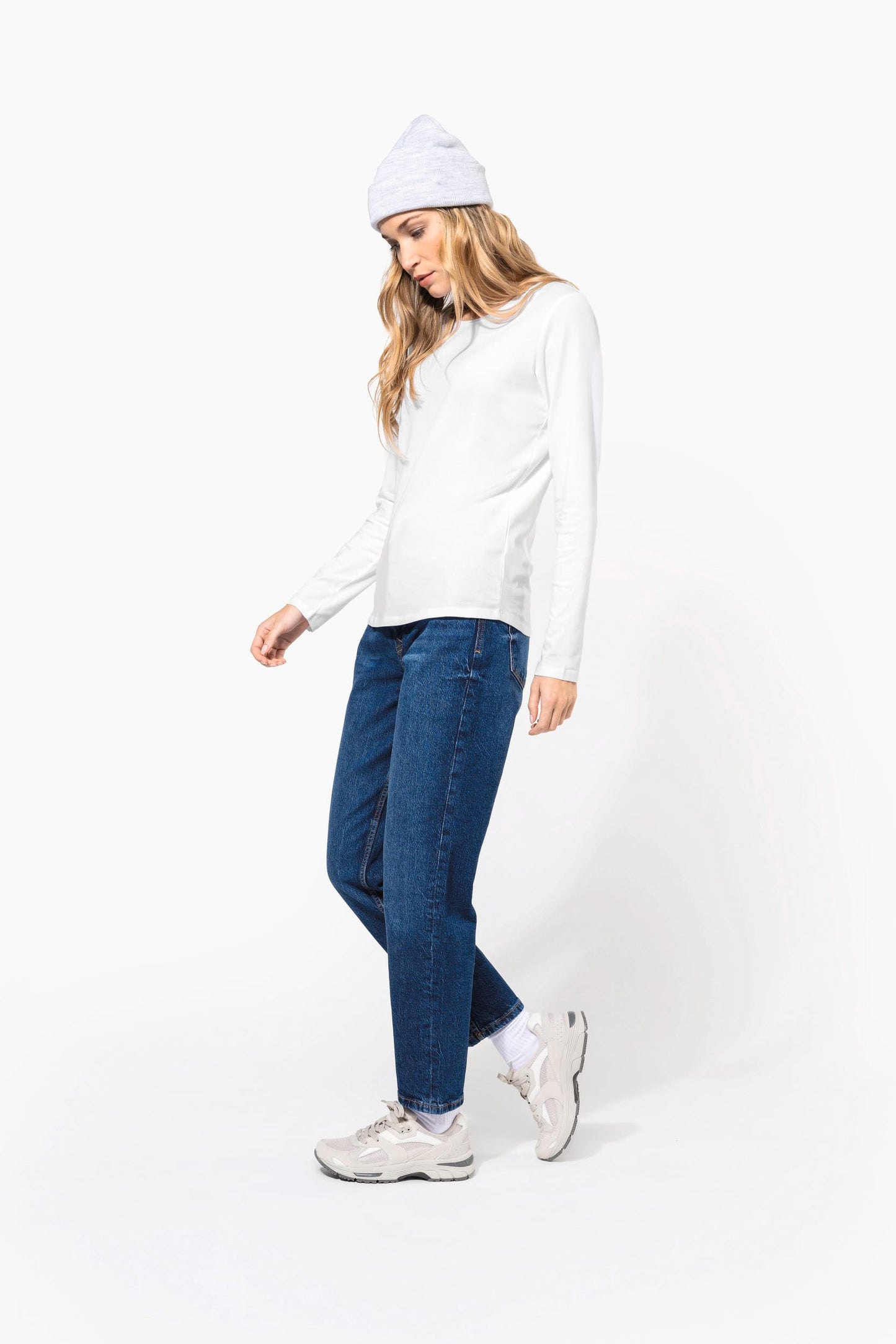 K3017C - T-shirt donna maniche lunghe girocollo<br/>