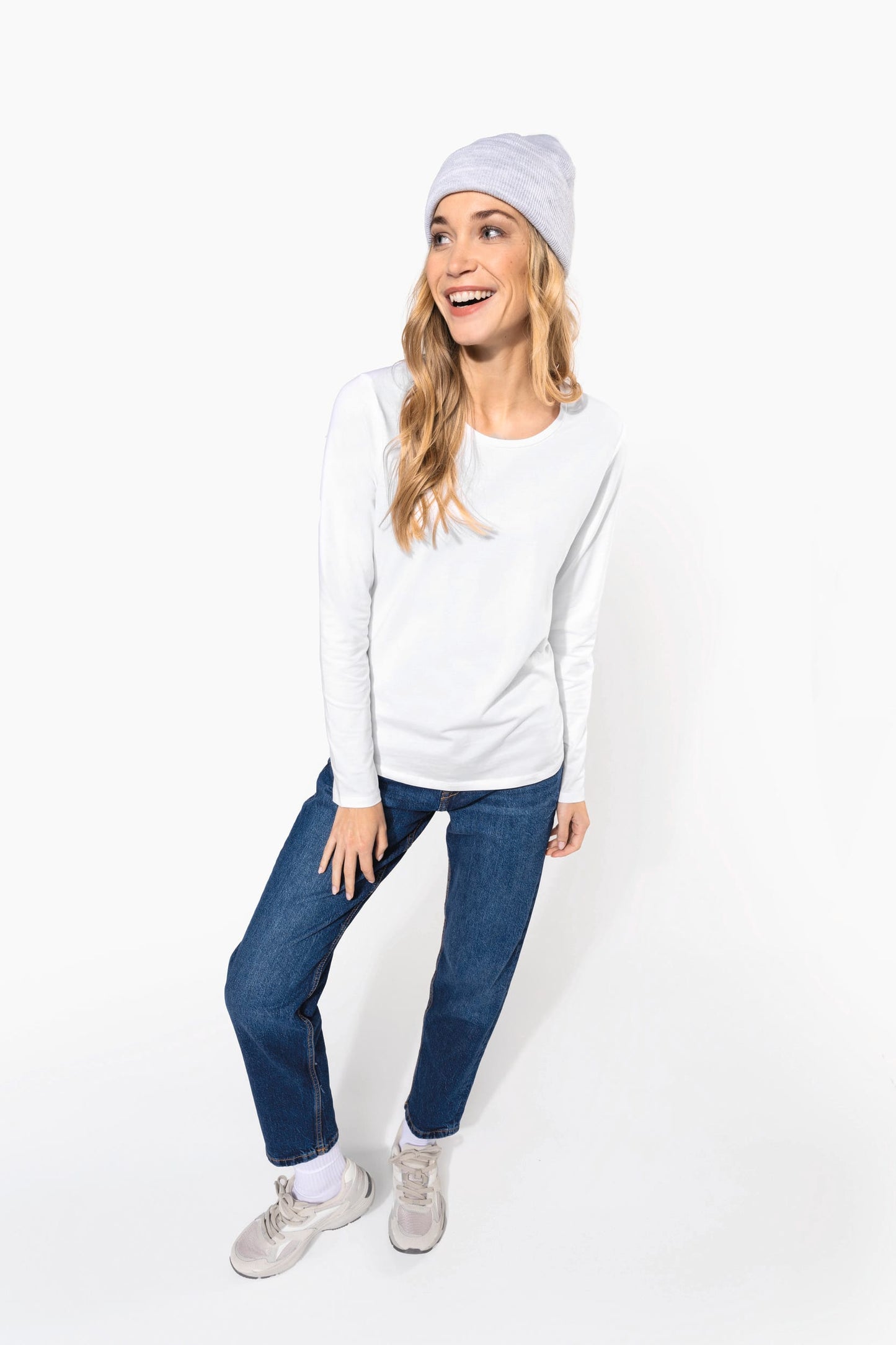 K3017C - T-shirt donna maniche lunghe girocollo<br/>