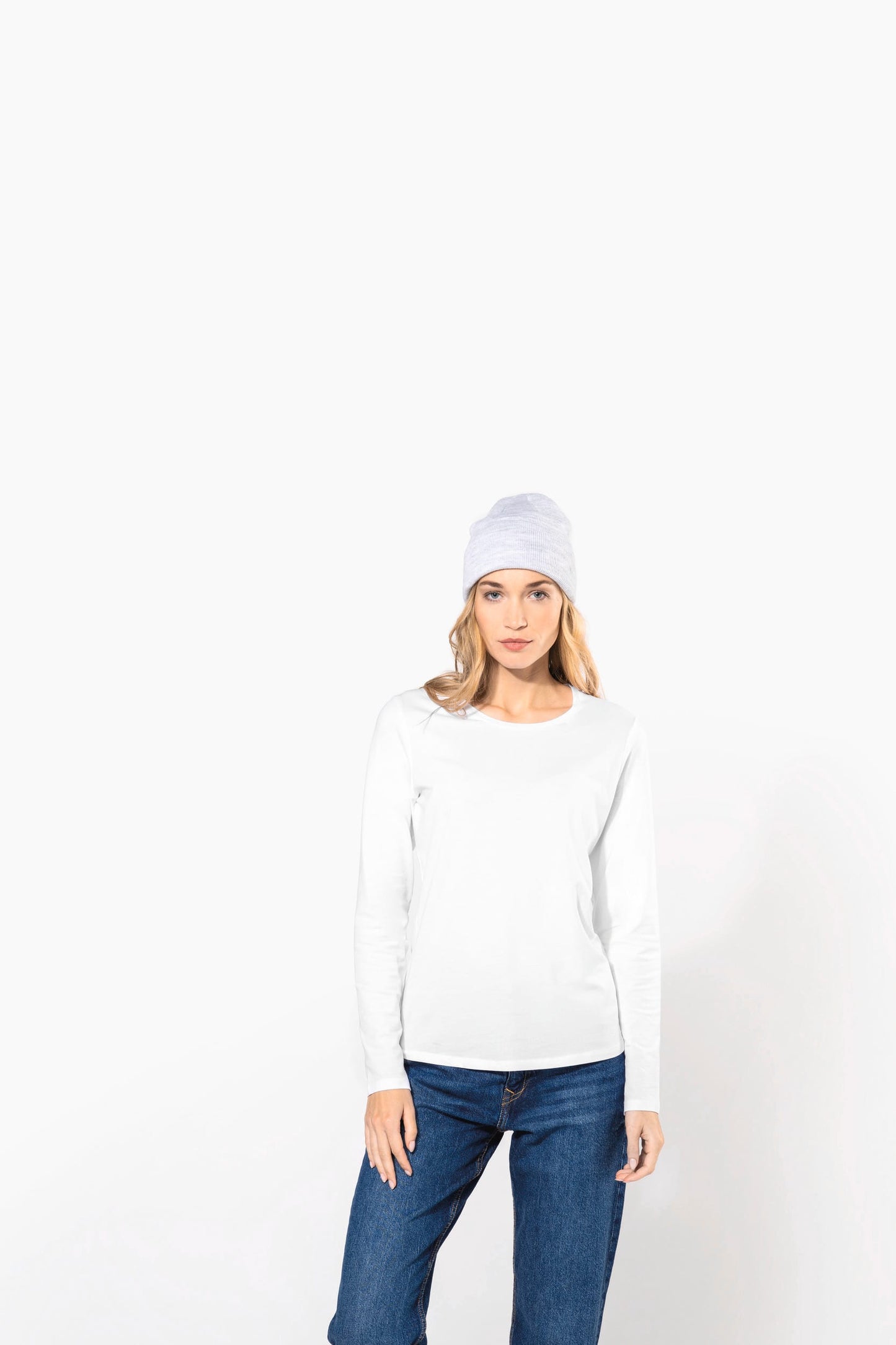 K3017C - T-shirt donna maniche lunghe girocollo<br/>