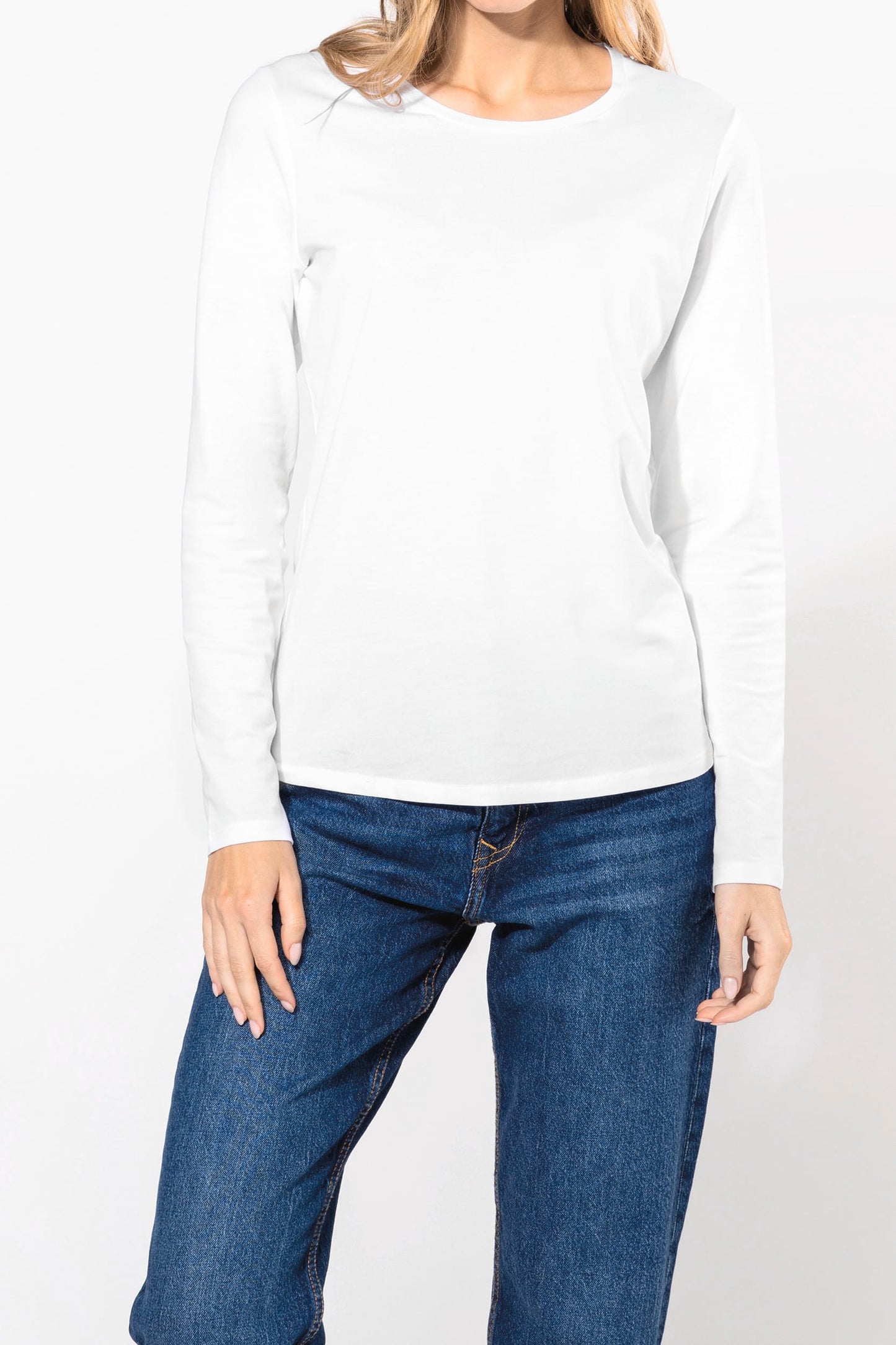 K3017C - T-shirt donna maniche lunghe girocollo<br/>