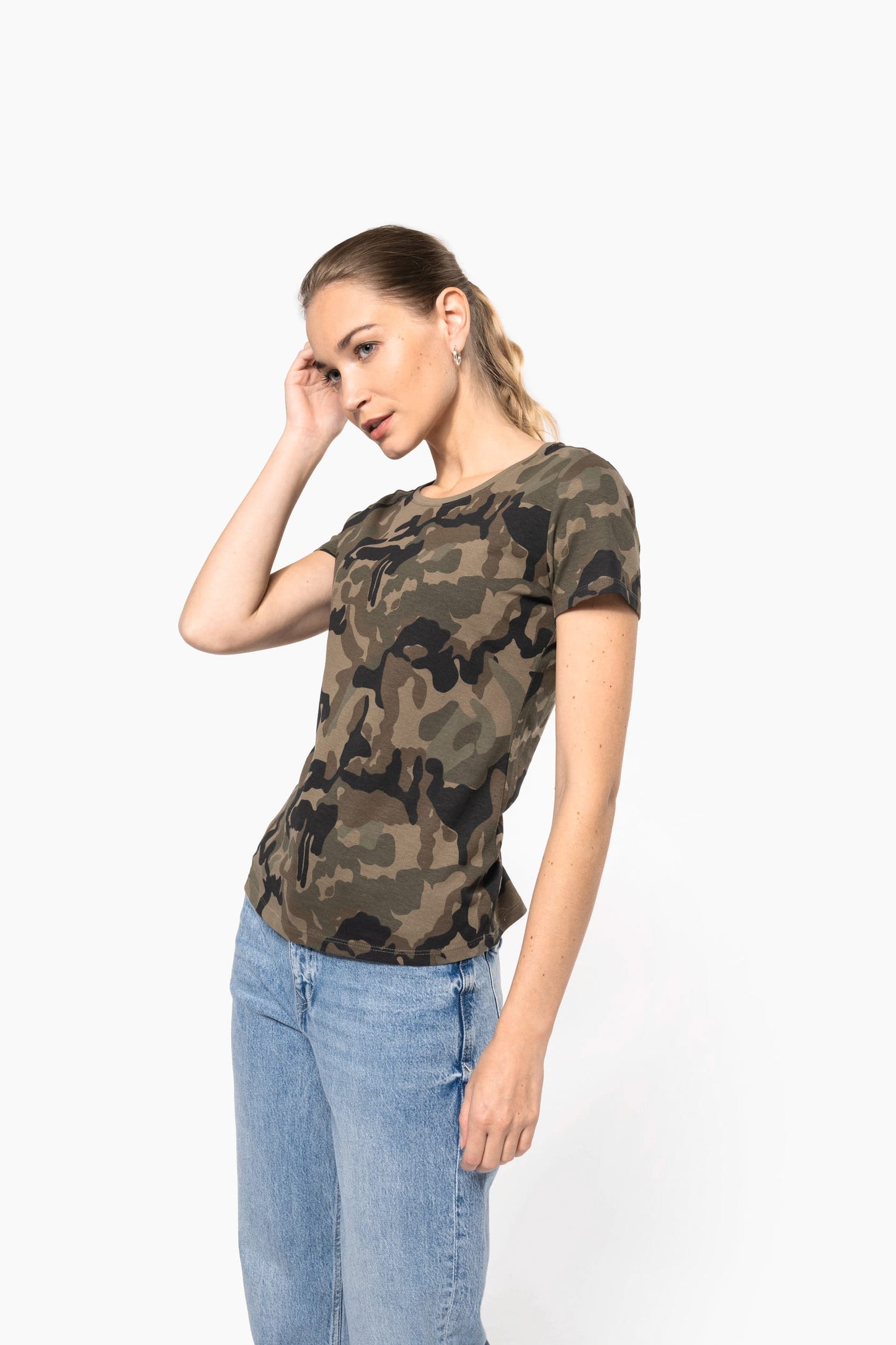 K3031 - T-shirt mimetica donna maniche corte