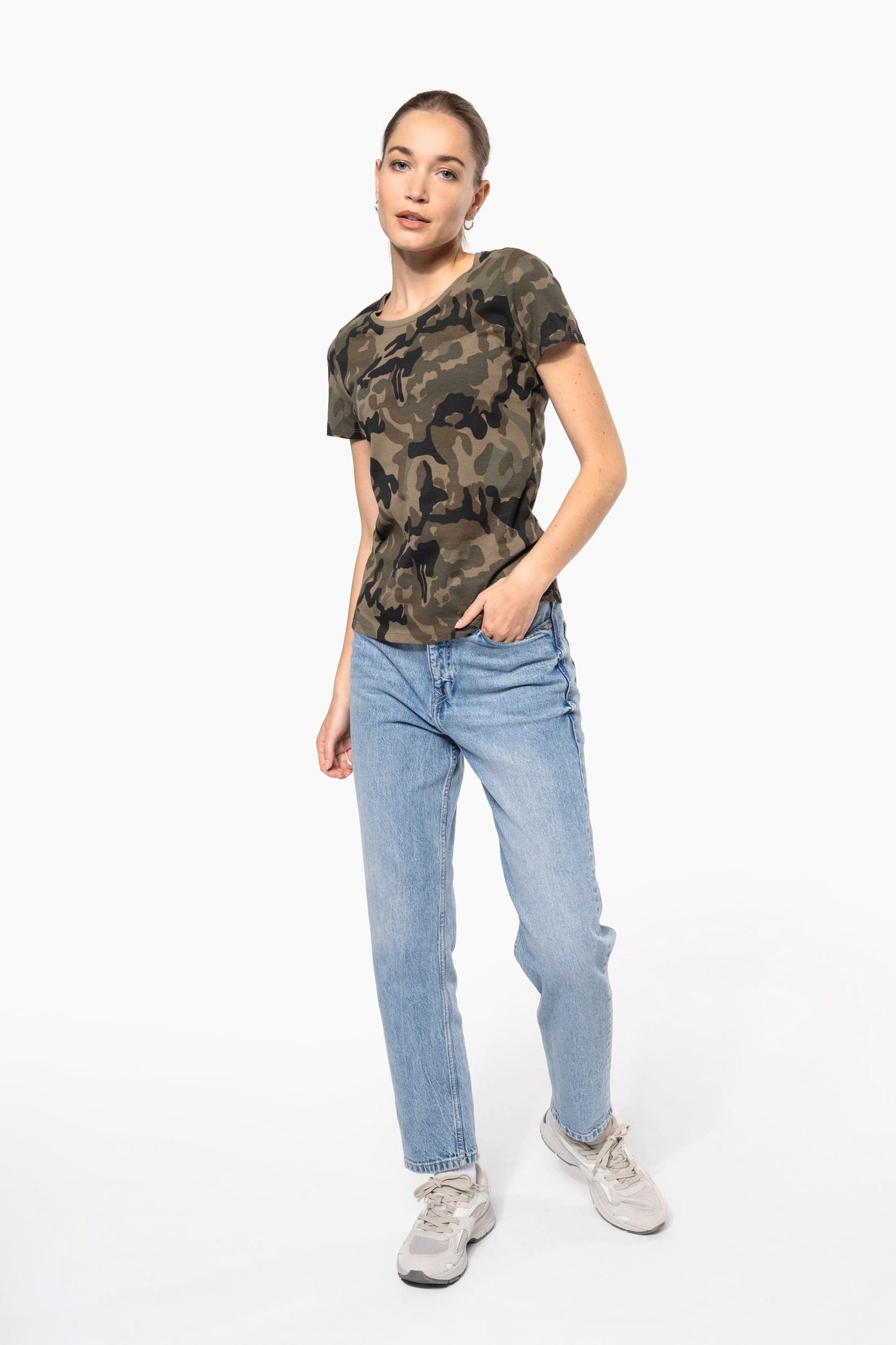 K3031 - T-shirt mimetica donna maniche corte