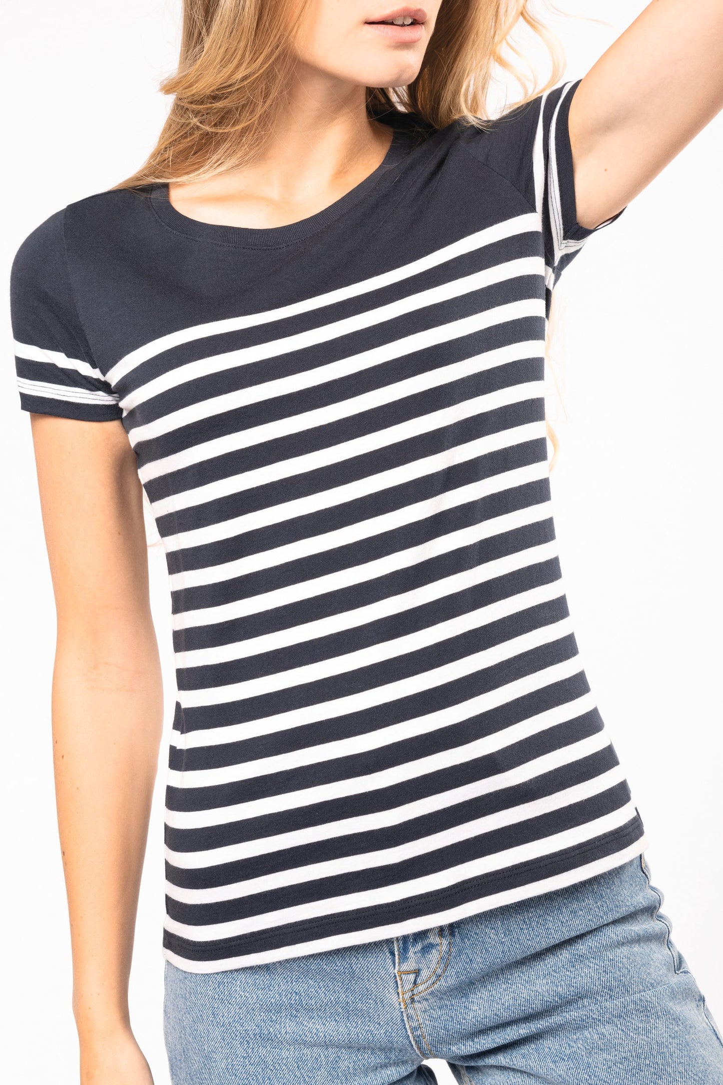 K3034 - T-shirt donna in stile marinaro Bio girocollo