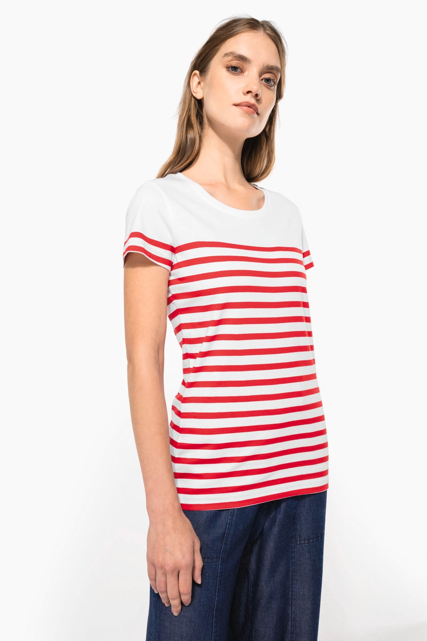 K3034 - T-shirt donna in stile marinaro Bio girocollo
