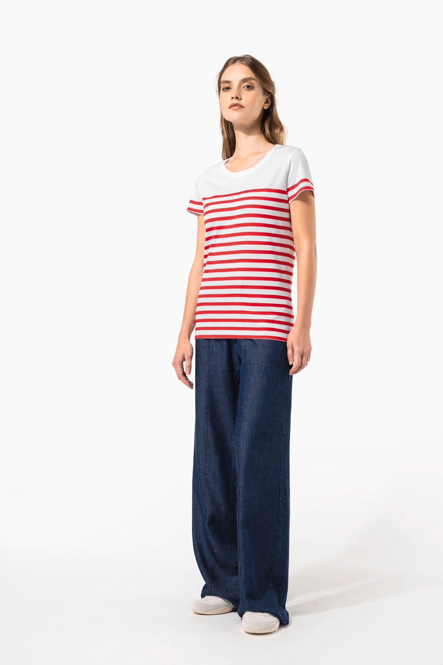 K3034 - T-shirt donna in stile marinaro Bio girocollo