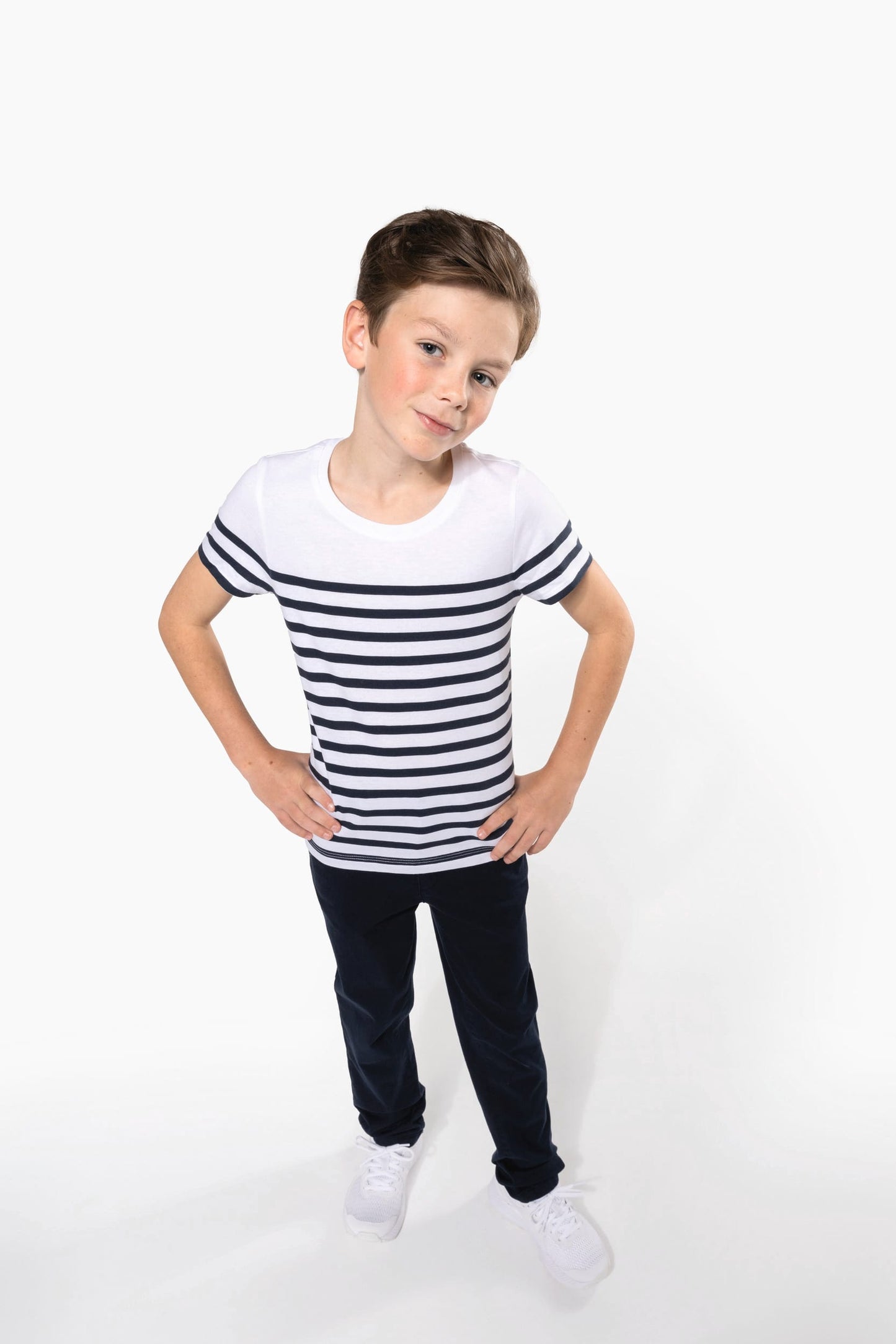 K3035 - T-shirt bambino in stile marinaro Bio girocollo