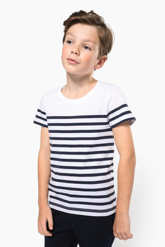K3035 - T-shirt bambino in stile marinaro Bio girocollo