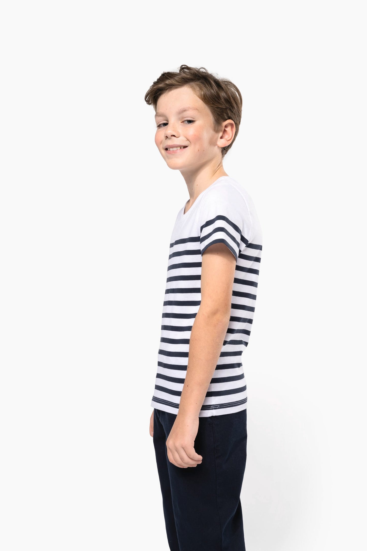 K3035 - T-shirt bambino in stile marinaro Bio girocollo