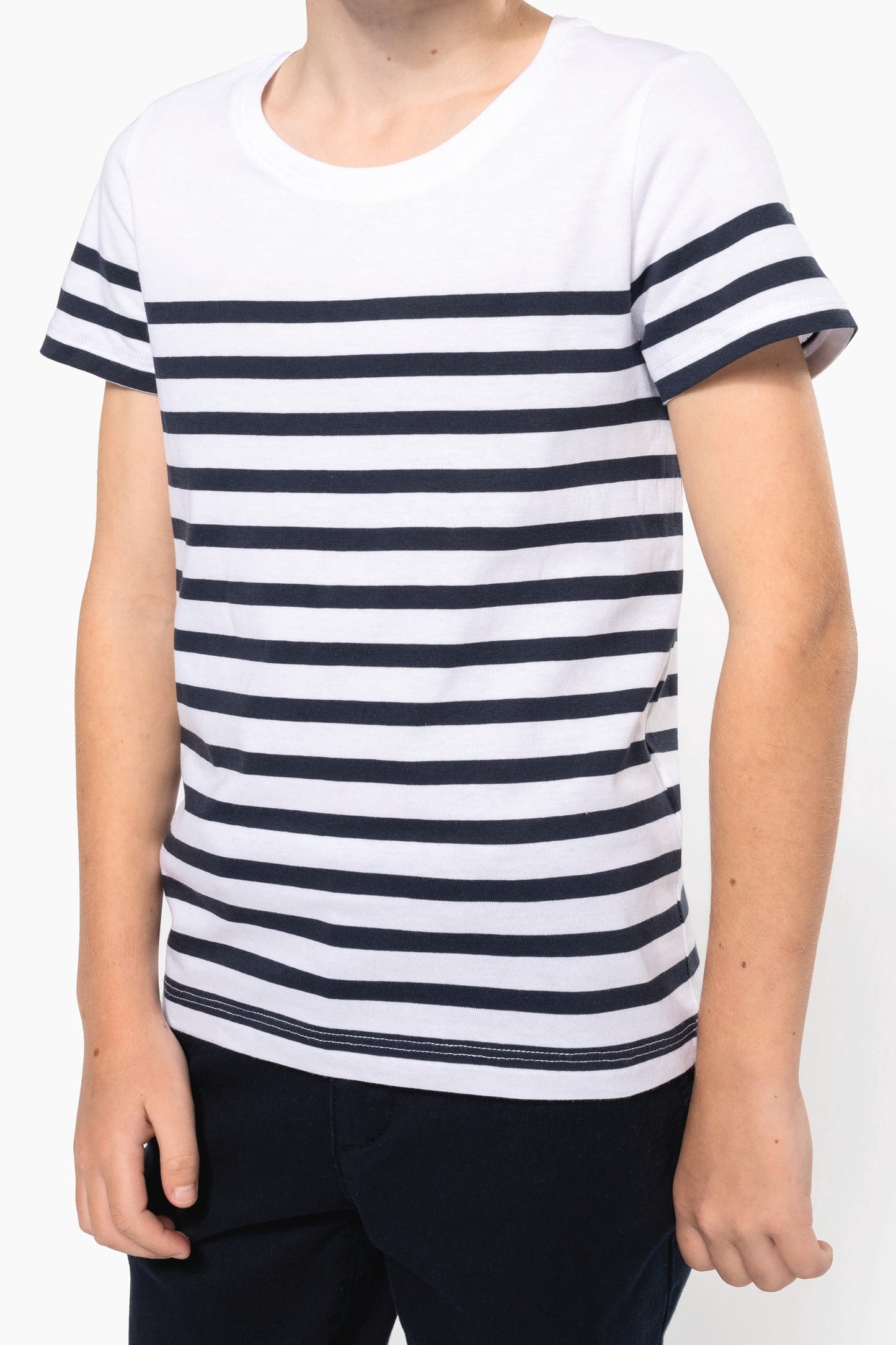 K3035 - T-shirt bambino in stile marinaro Bio girocollo