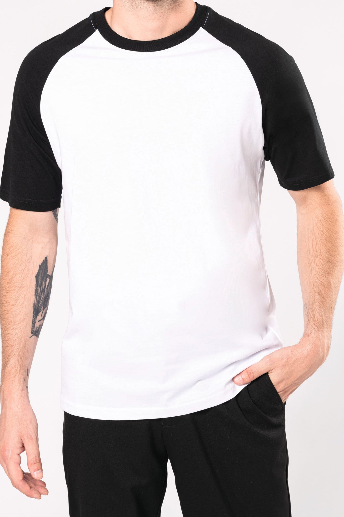 K330 - T-shirt baseball manica corta bicolore