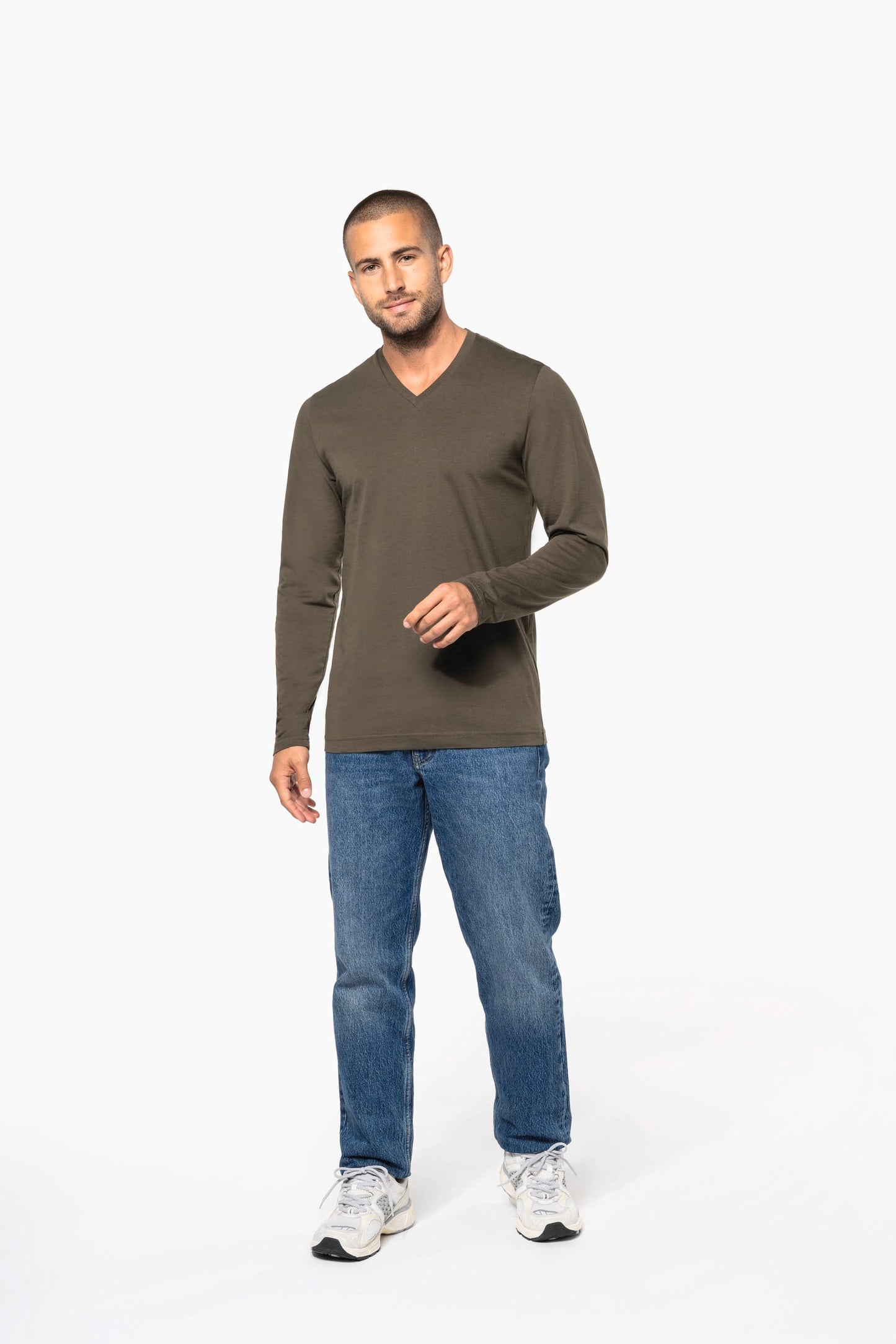 K358 - T-shirt uomo manica lunga scollo a V