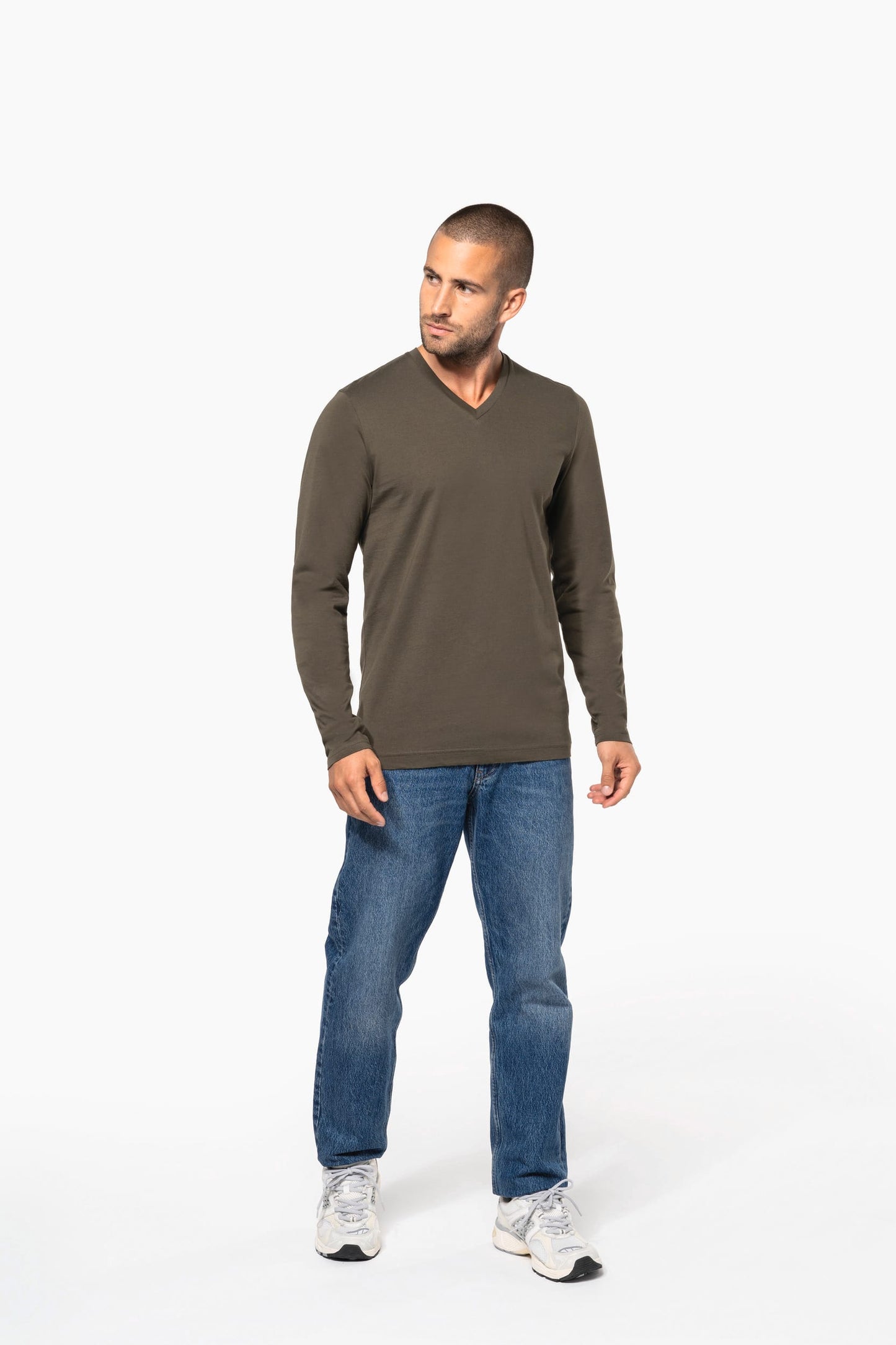 K358 - T-shirt uomo manica lunga scollo a V