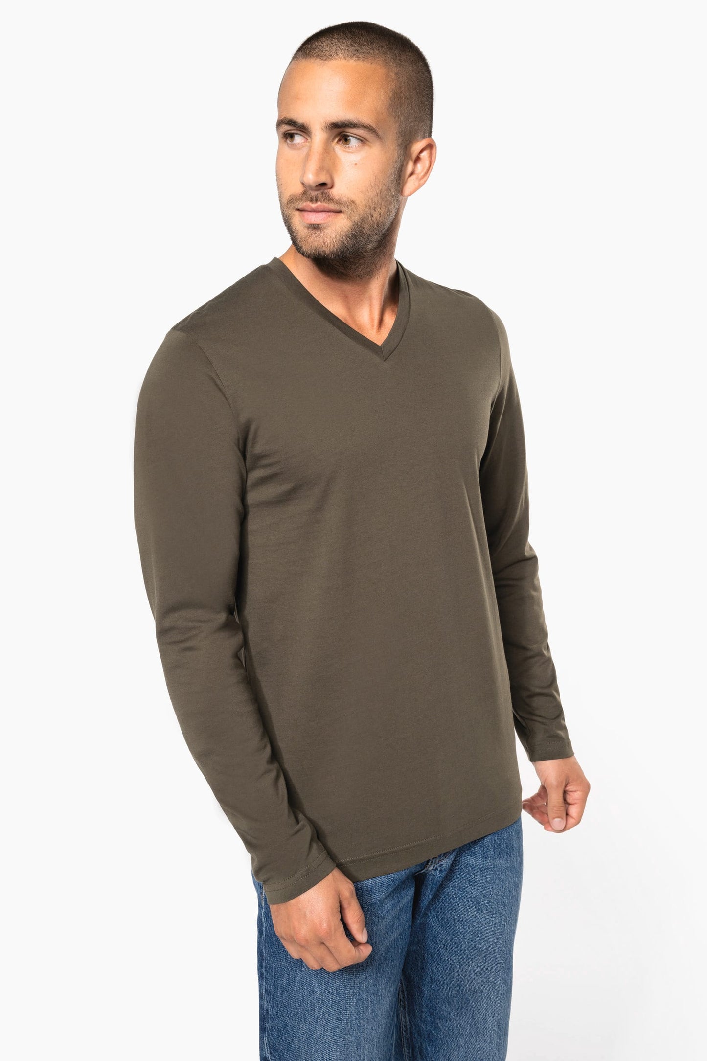 K358 - T-shirt uomo manica lunga scollo a V