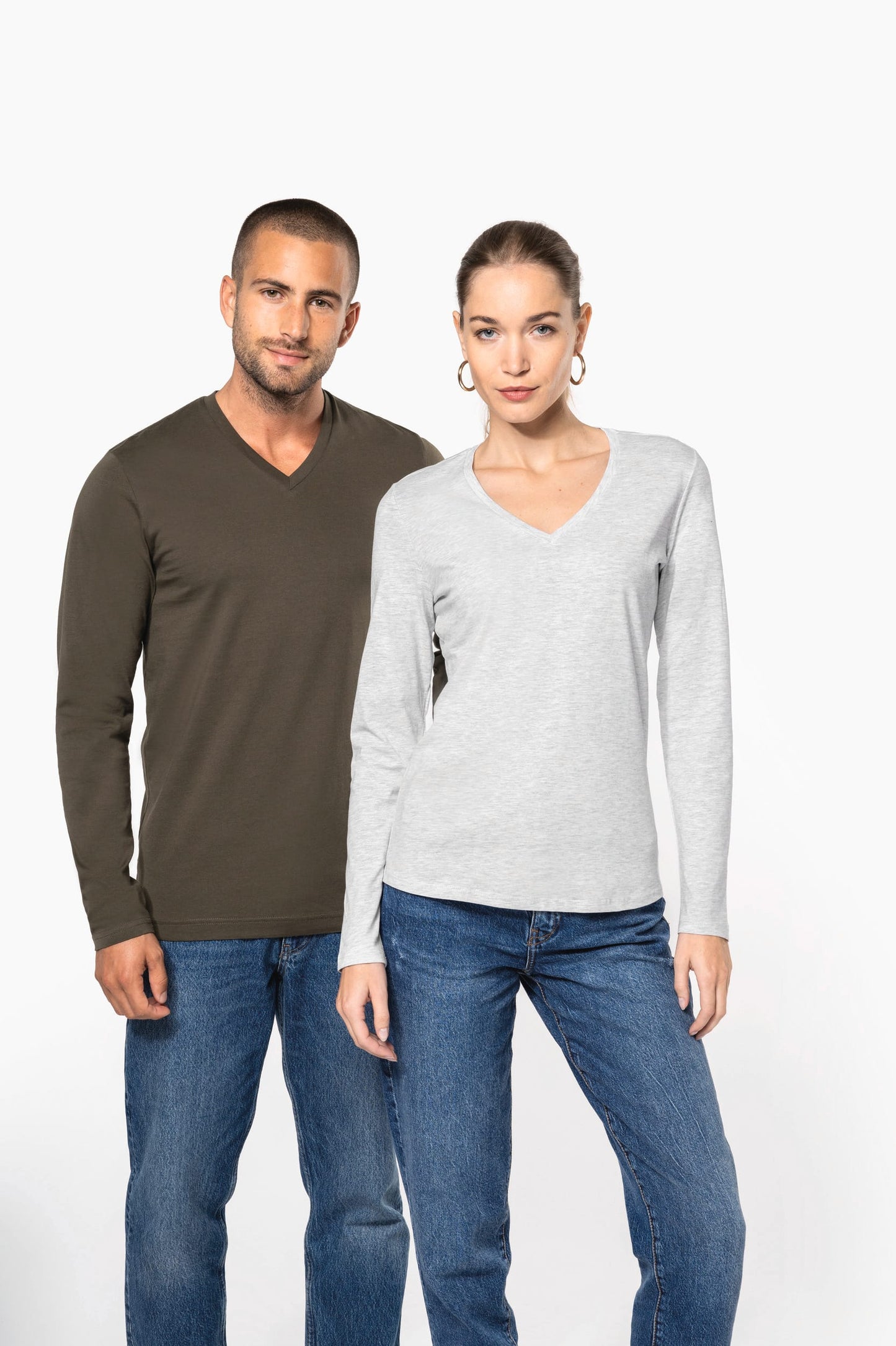 K382 - T-shirt donna manica lunga scollo a V