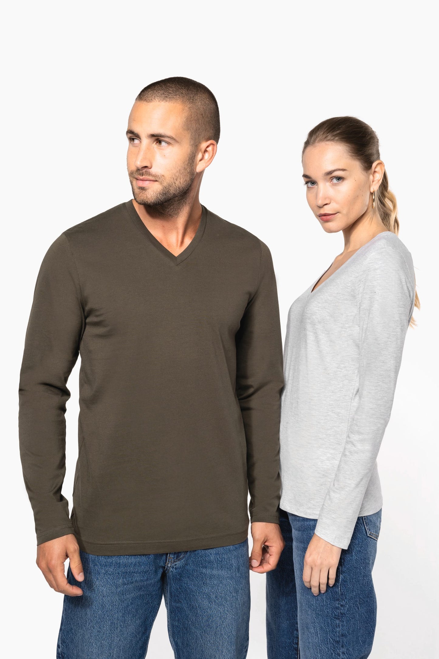 K382 - T-shirt donna manica lunga scollo a V