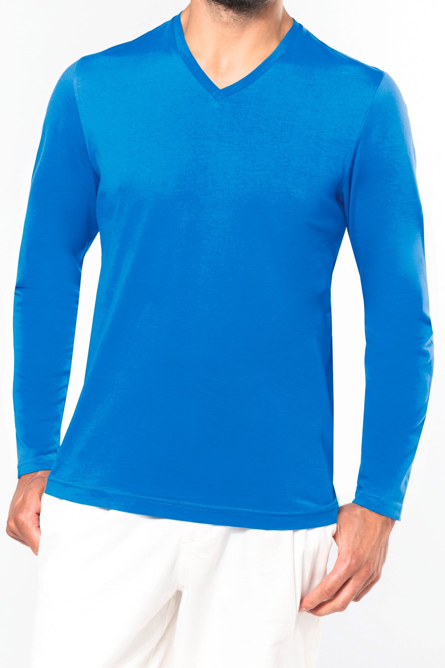 K358 - T-shirt uomo manica lunga scollo a V
