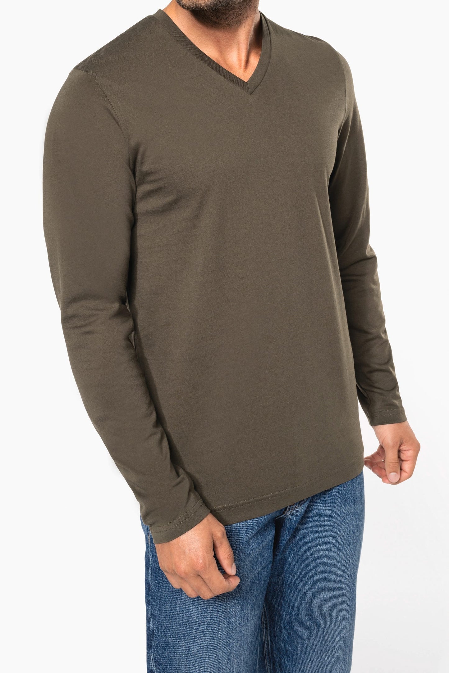 K358 - T-shirt uomo manica lunga scollo a V