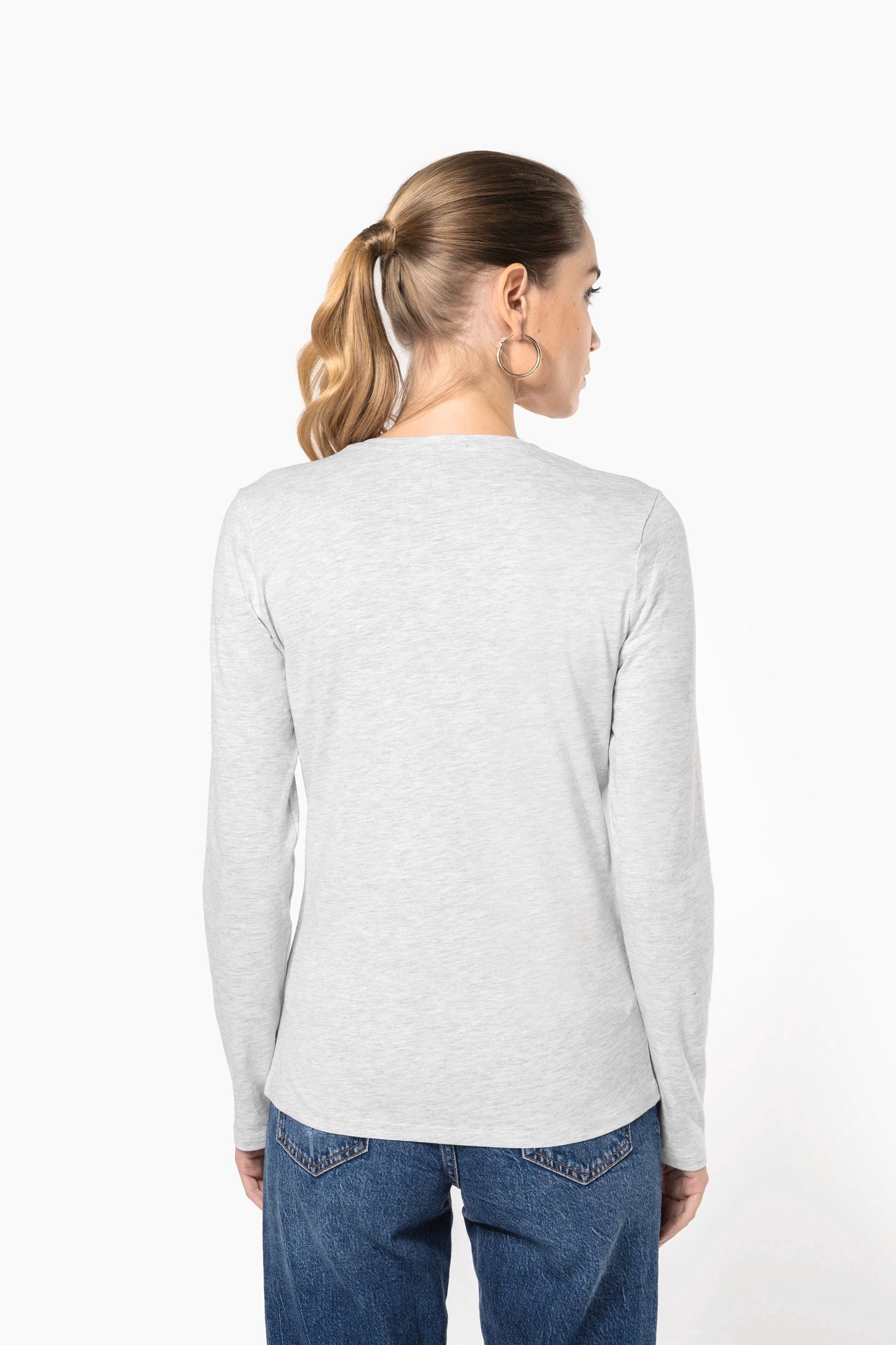 K382 - T-shirt donna manica lunga scollo a V