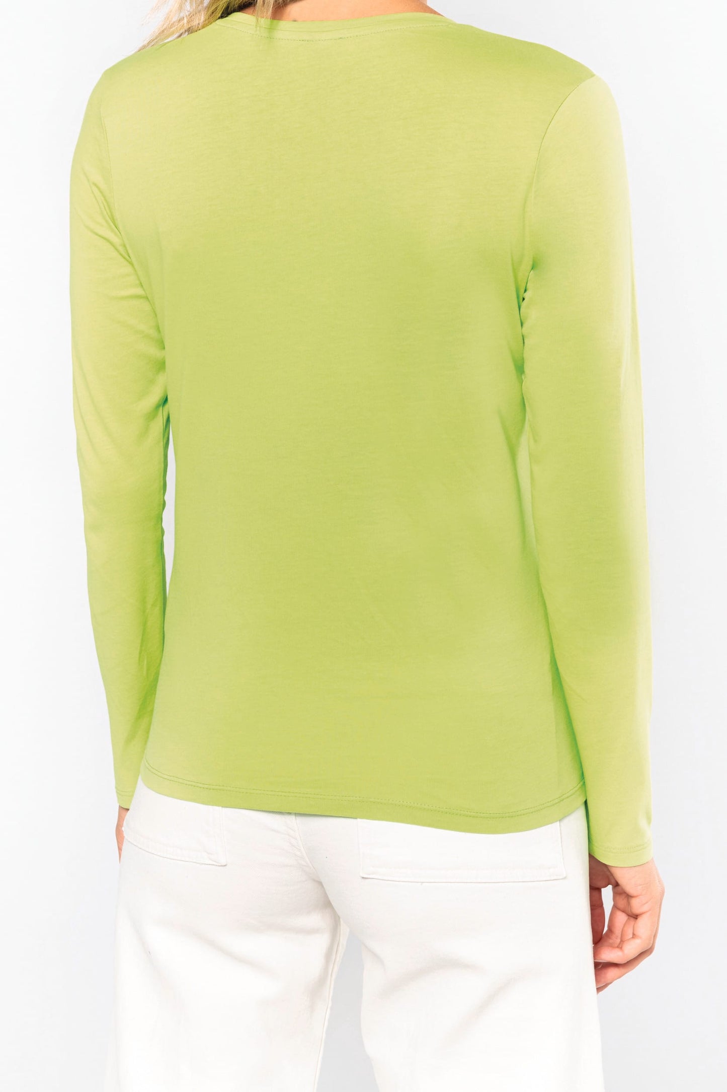 K382 - T-shirt donna manica lunga scollo a V