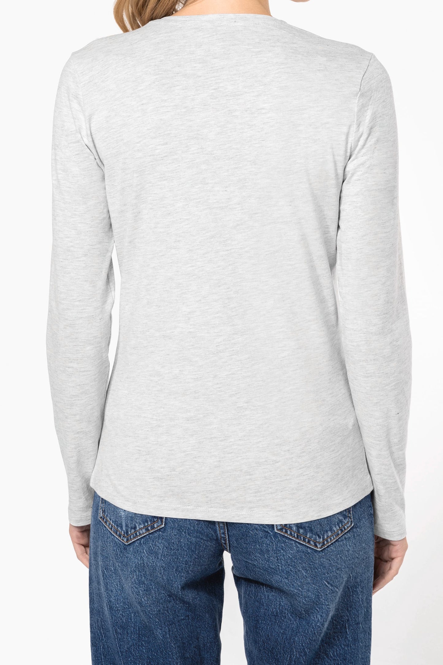 K382 - T-shirt donna manica lunga scollo a V