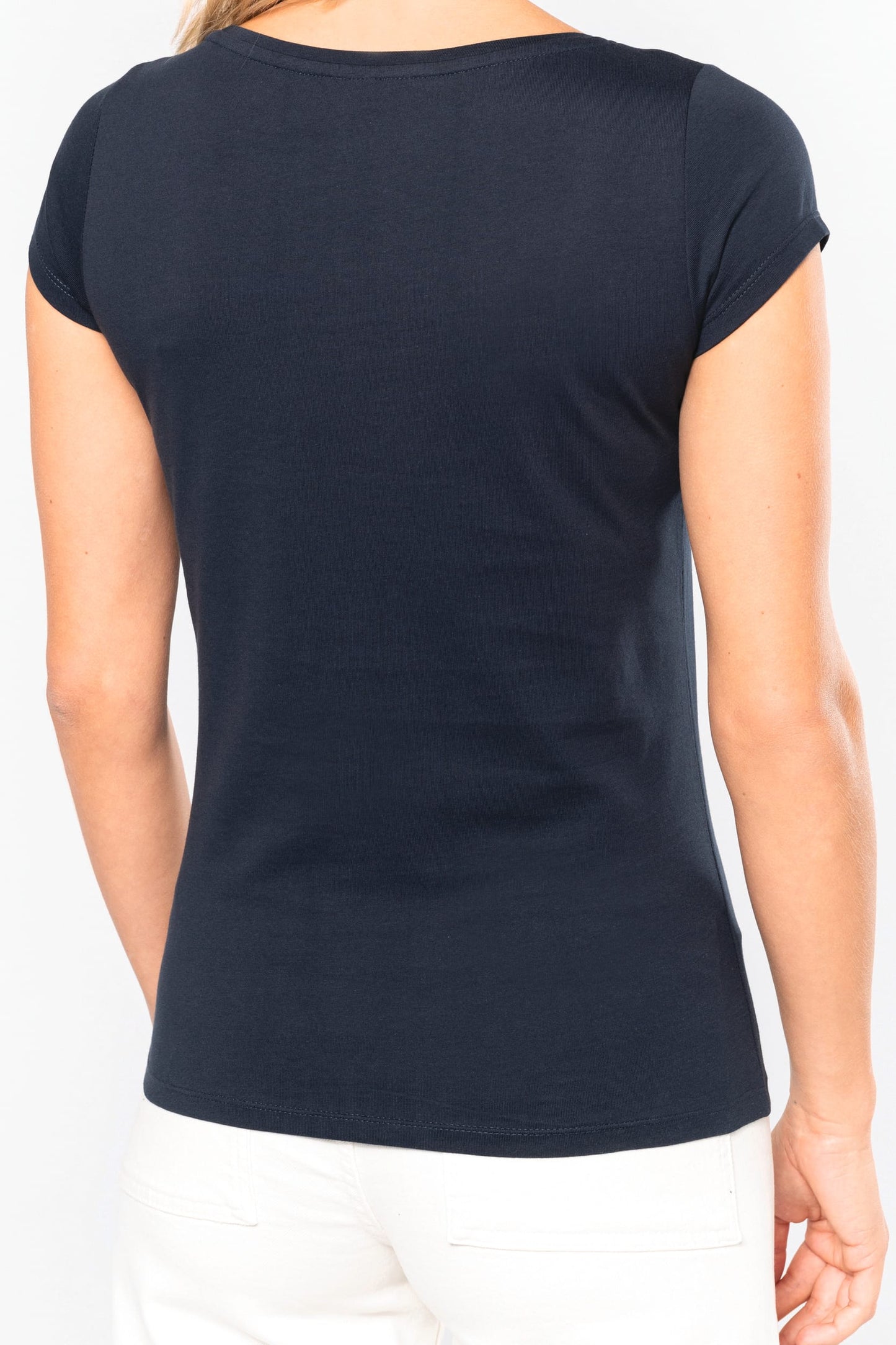 K384 - T-shirt donna manica corta collo a barca