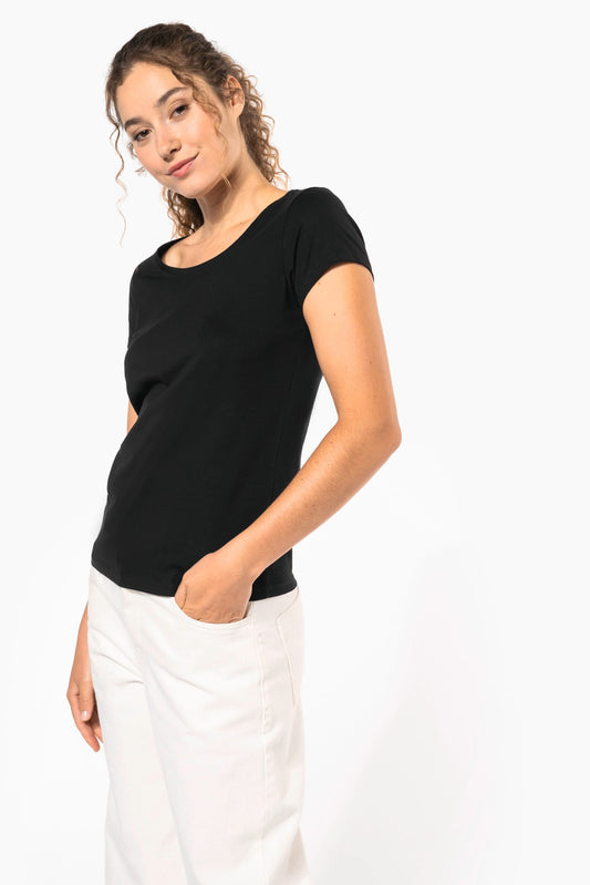 K384 - T-shirt donna manica corta collo a barca