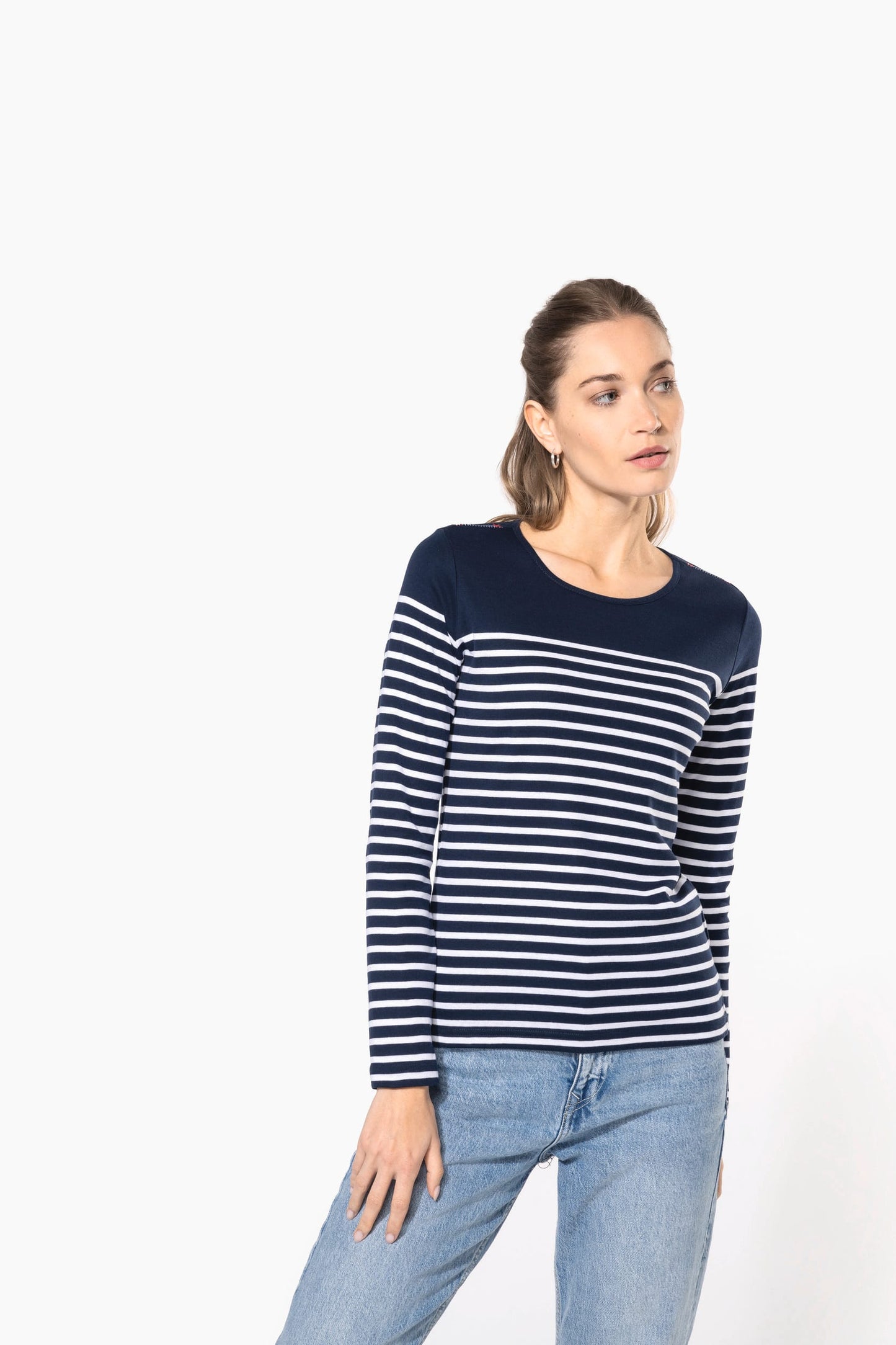 K386 - Maglia donna alla marinara Breton manica lunga