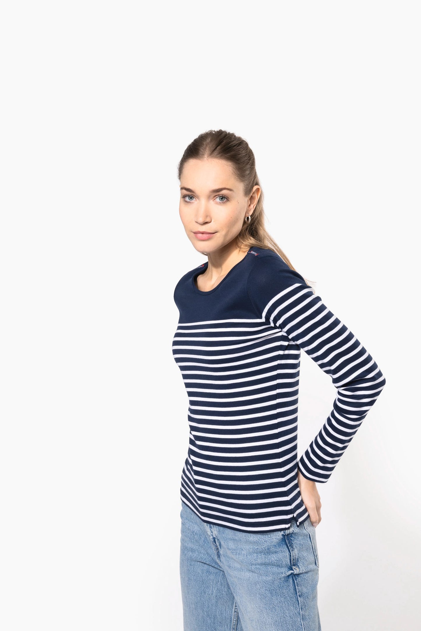 K386 - Maglia donna alla marinara Breton manica lunga