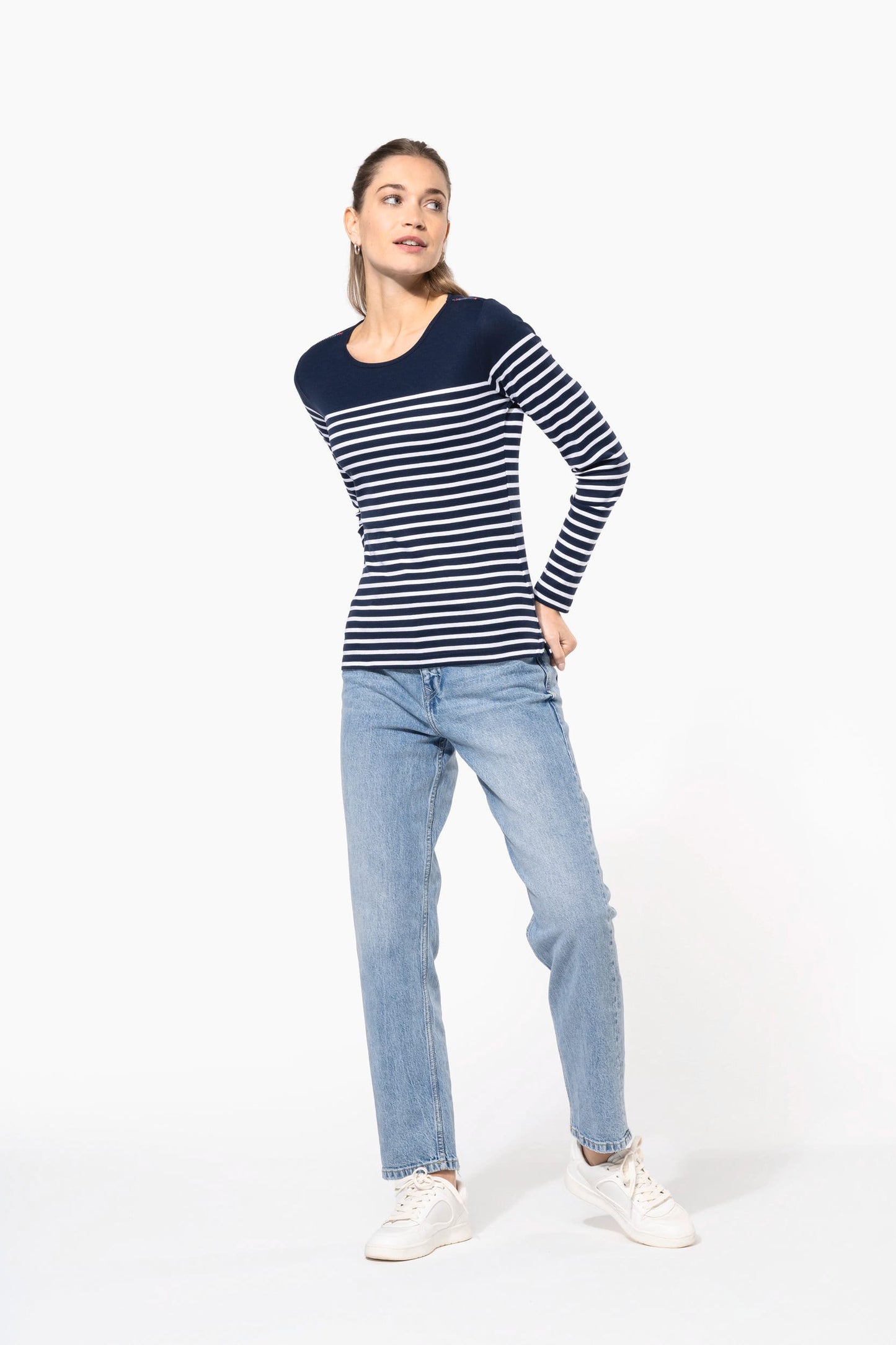 K386 - Maglia donna alla marinara Breton manica lunga