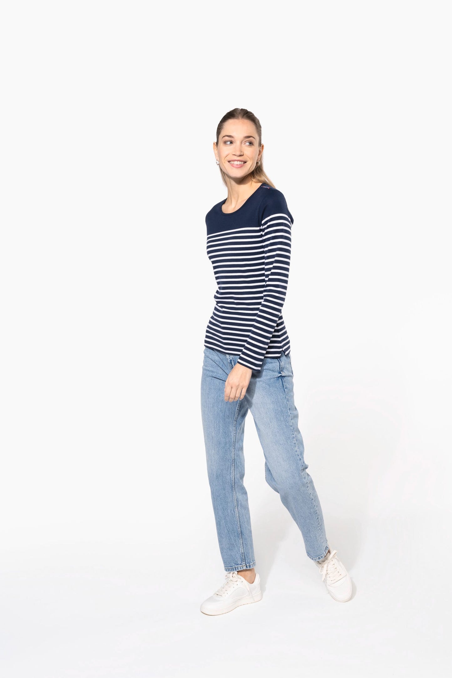 K386 - Maglia donna alla marinara Breton manica lunga