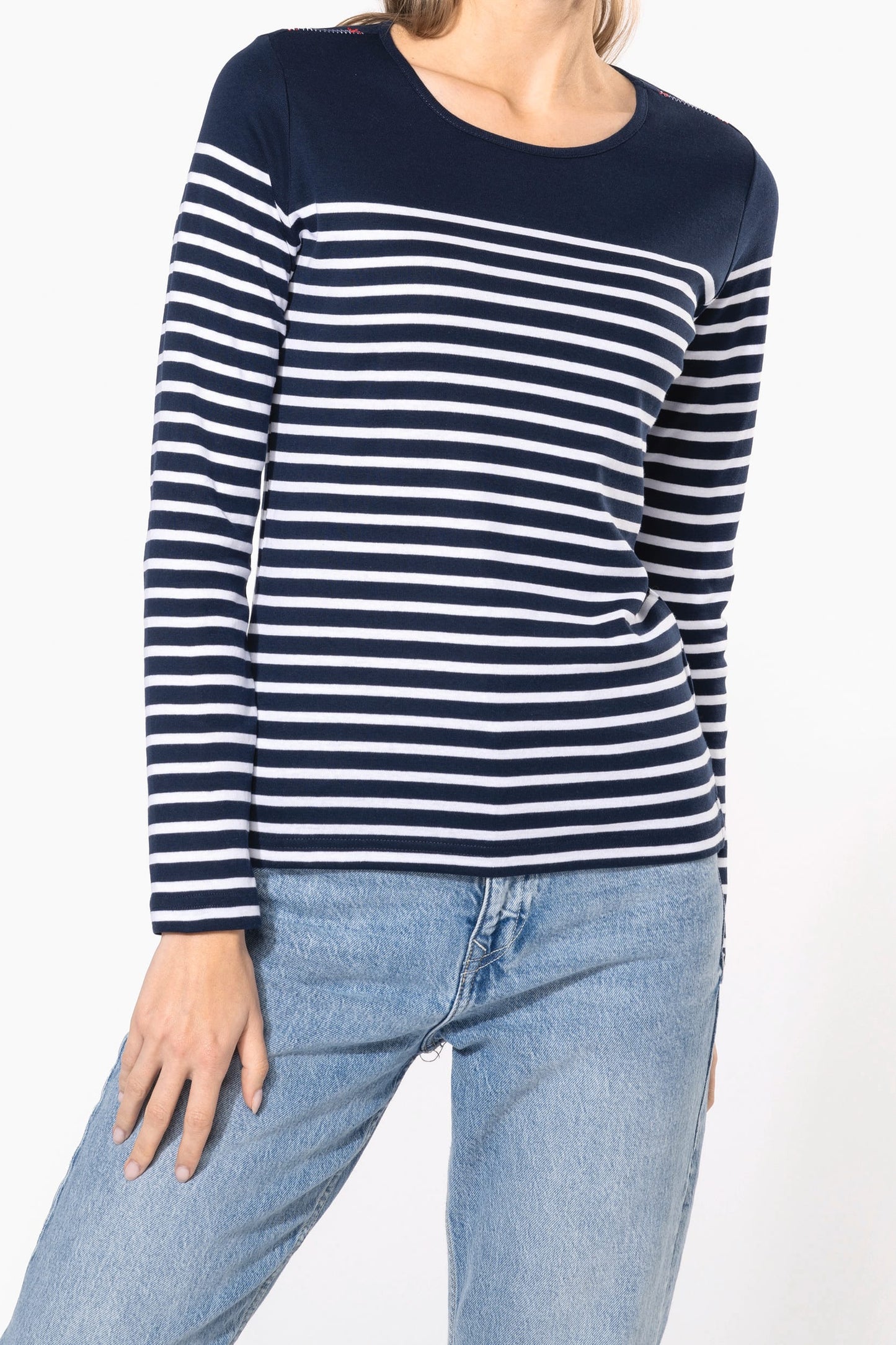 K386 - Maglia donna alla marinara Breton manica lunga