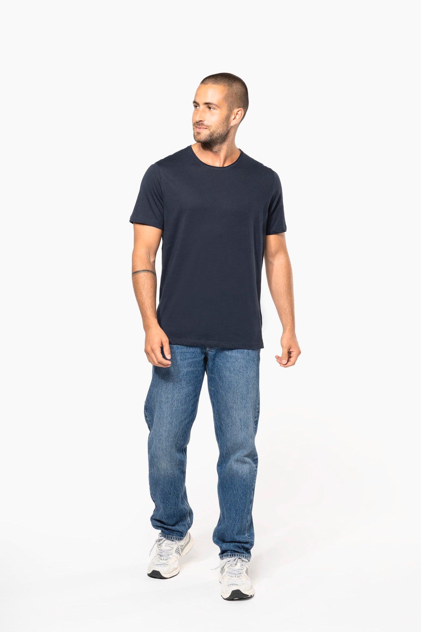 K398C - T-shirt bio maniche corte e collo con bordi a taglio vivo
