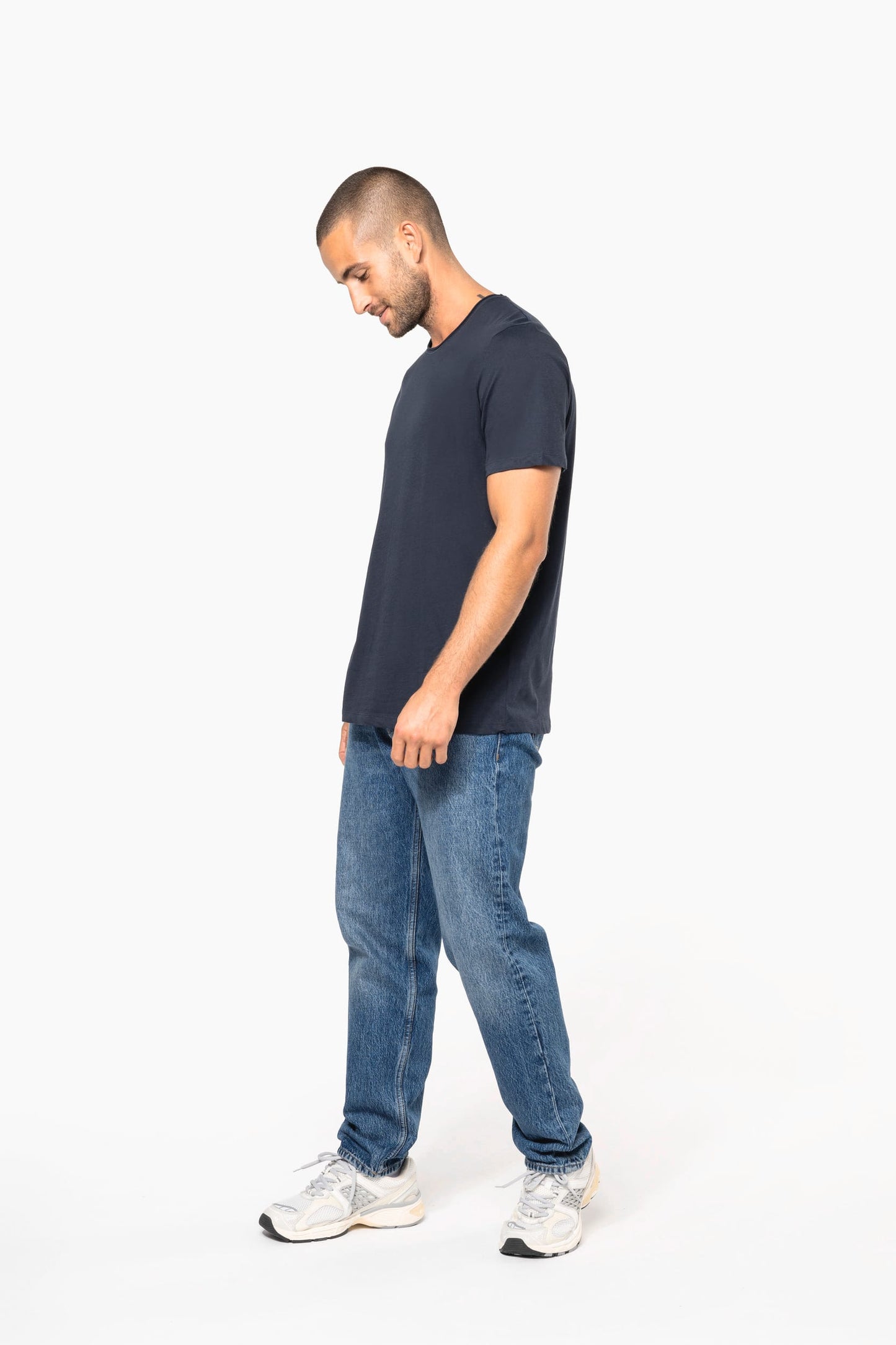 K398C - T-shirt bio maniche corte e collo con bordi a taglio vivo