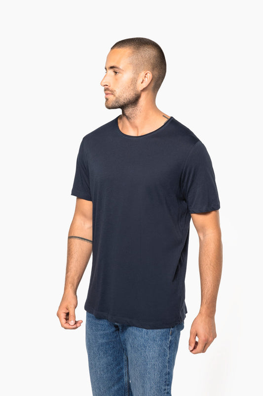 K398C - T-shirt bio maniche corte e collo con bordi a taglio vivo
