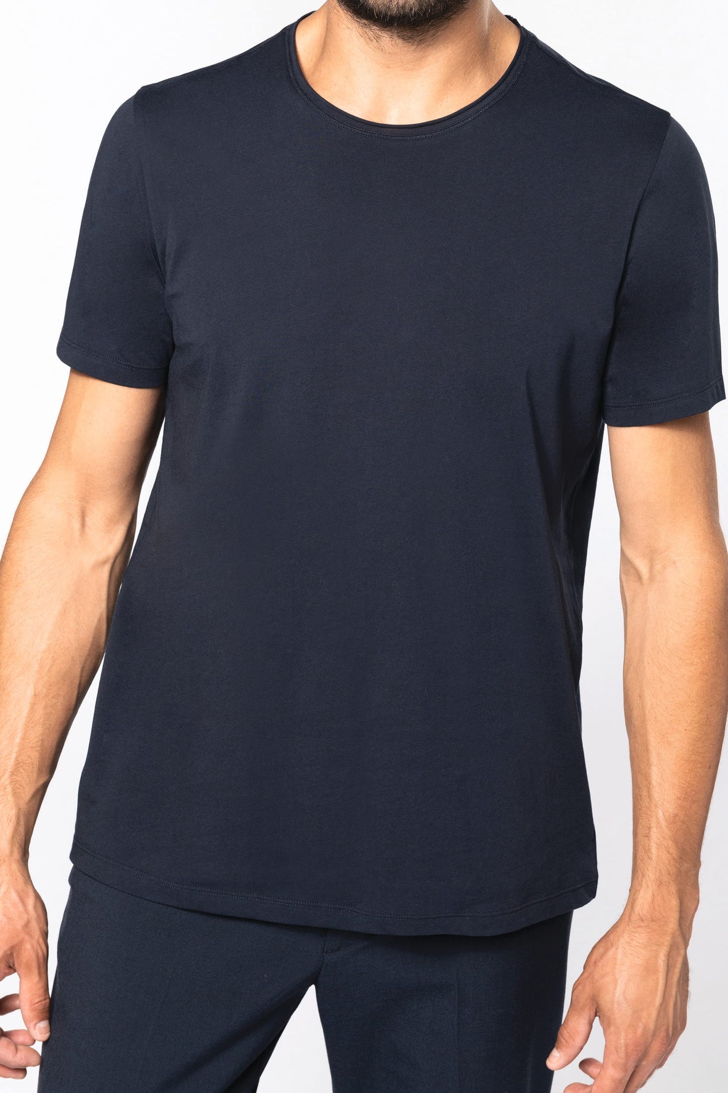K398C - T-shirt bio maniche corte e collo con bordi a taglio vivo