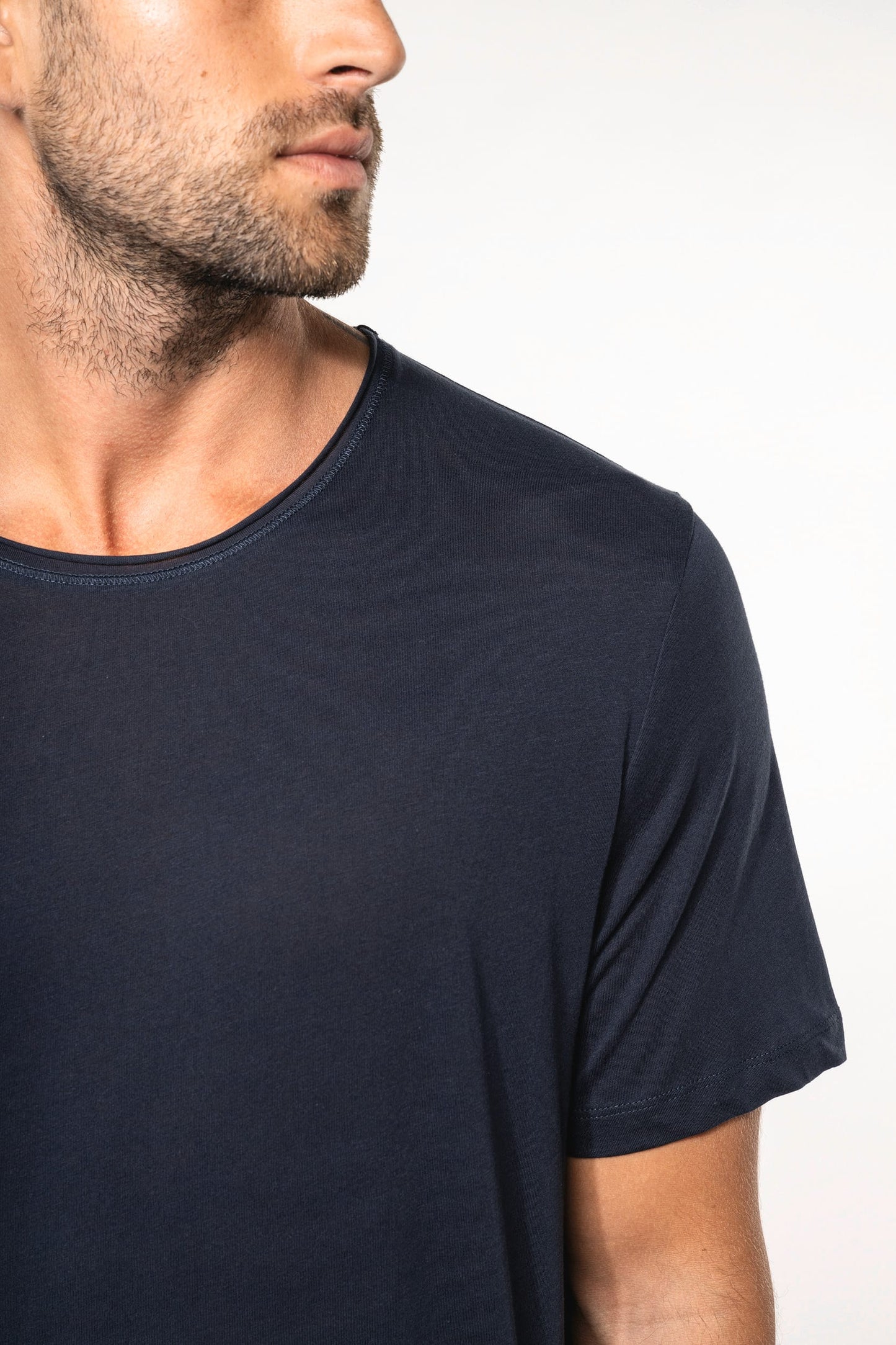 K398C - T-shirt bio maniche corte e collo con bordi a taglio vivo