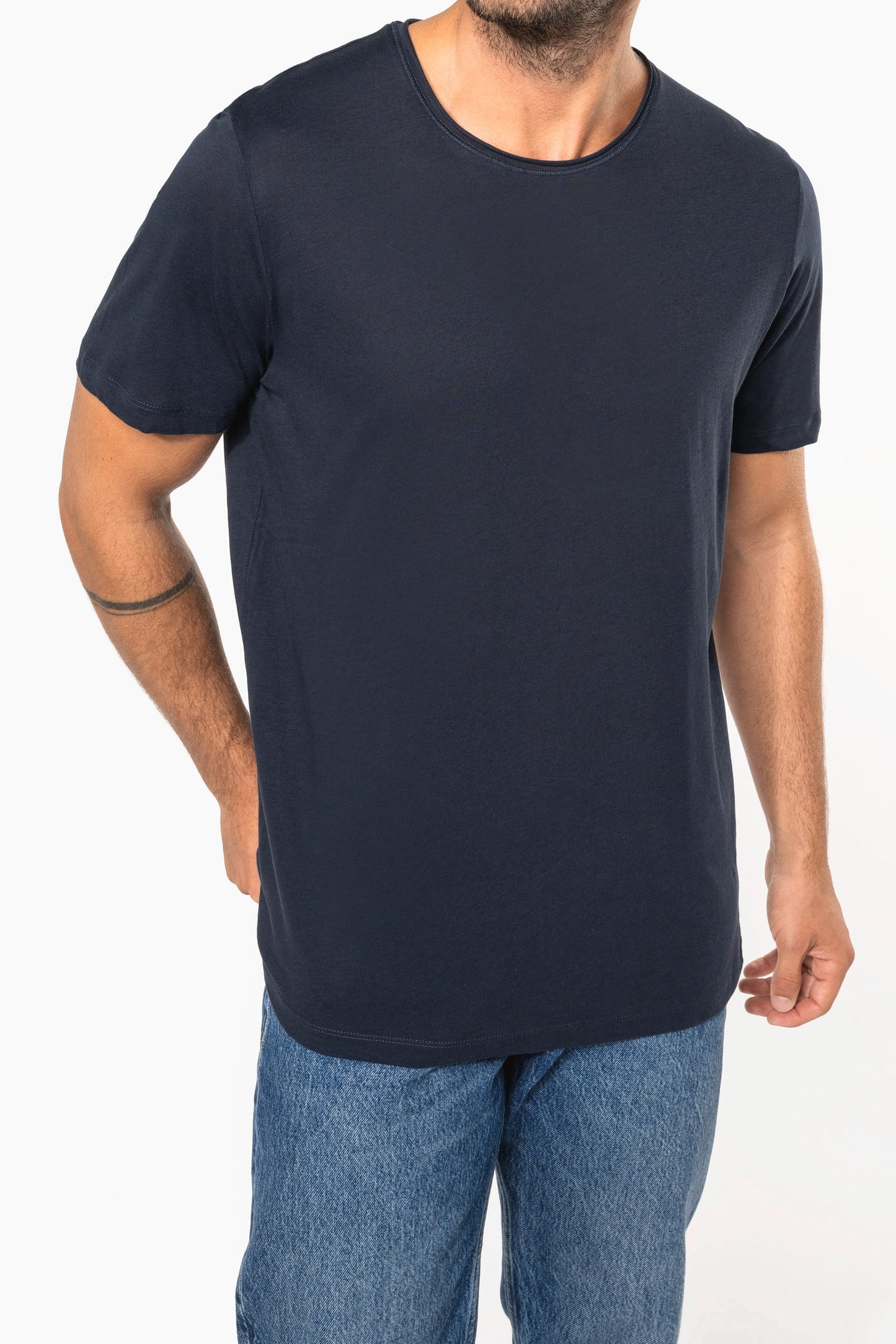 K398C - T-shirt bio maniche corte e collo con bordi a taglio vivo