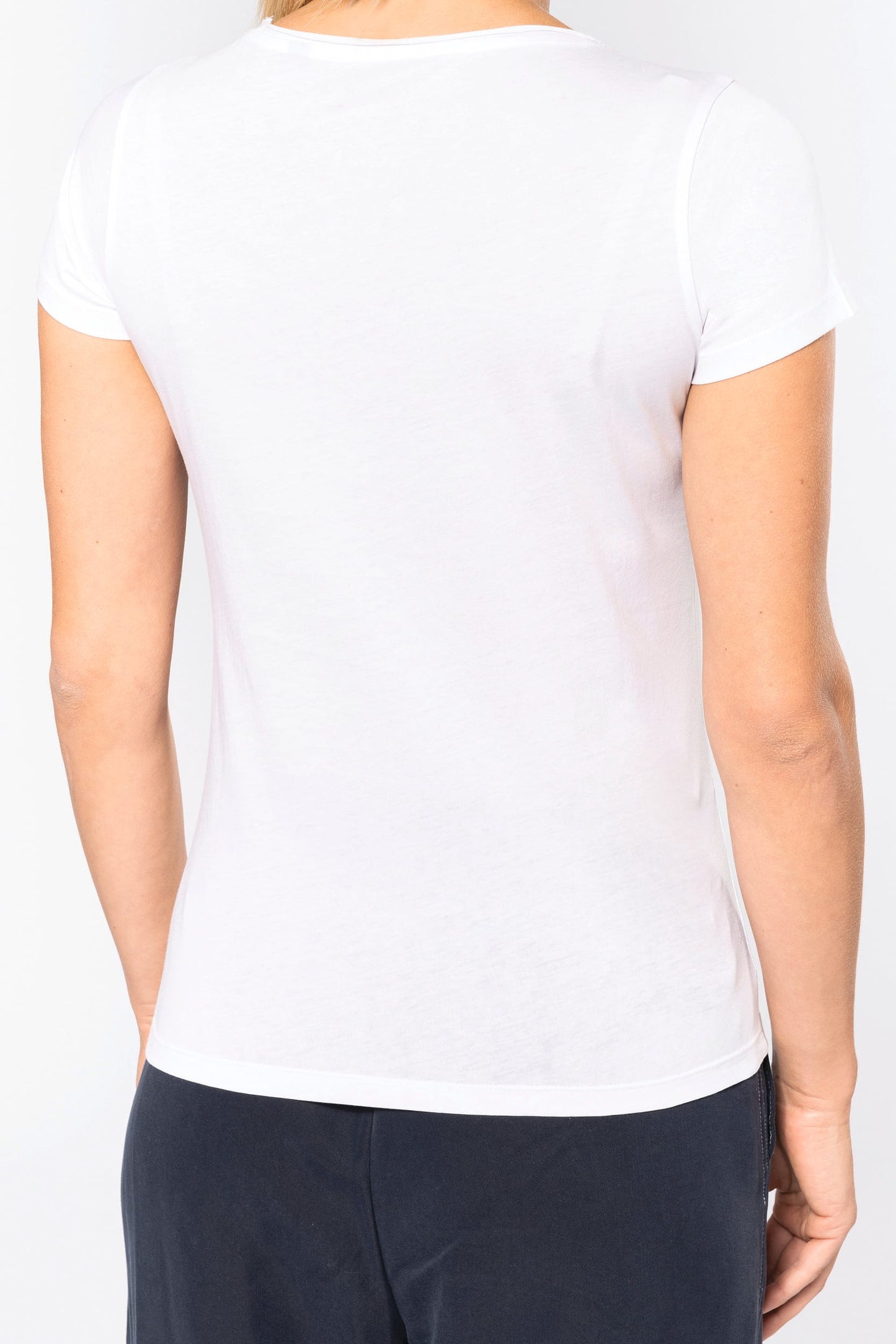 K399C - T-shirt bio donna maniche corte e collo con bordi a taglio vivo