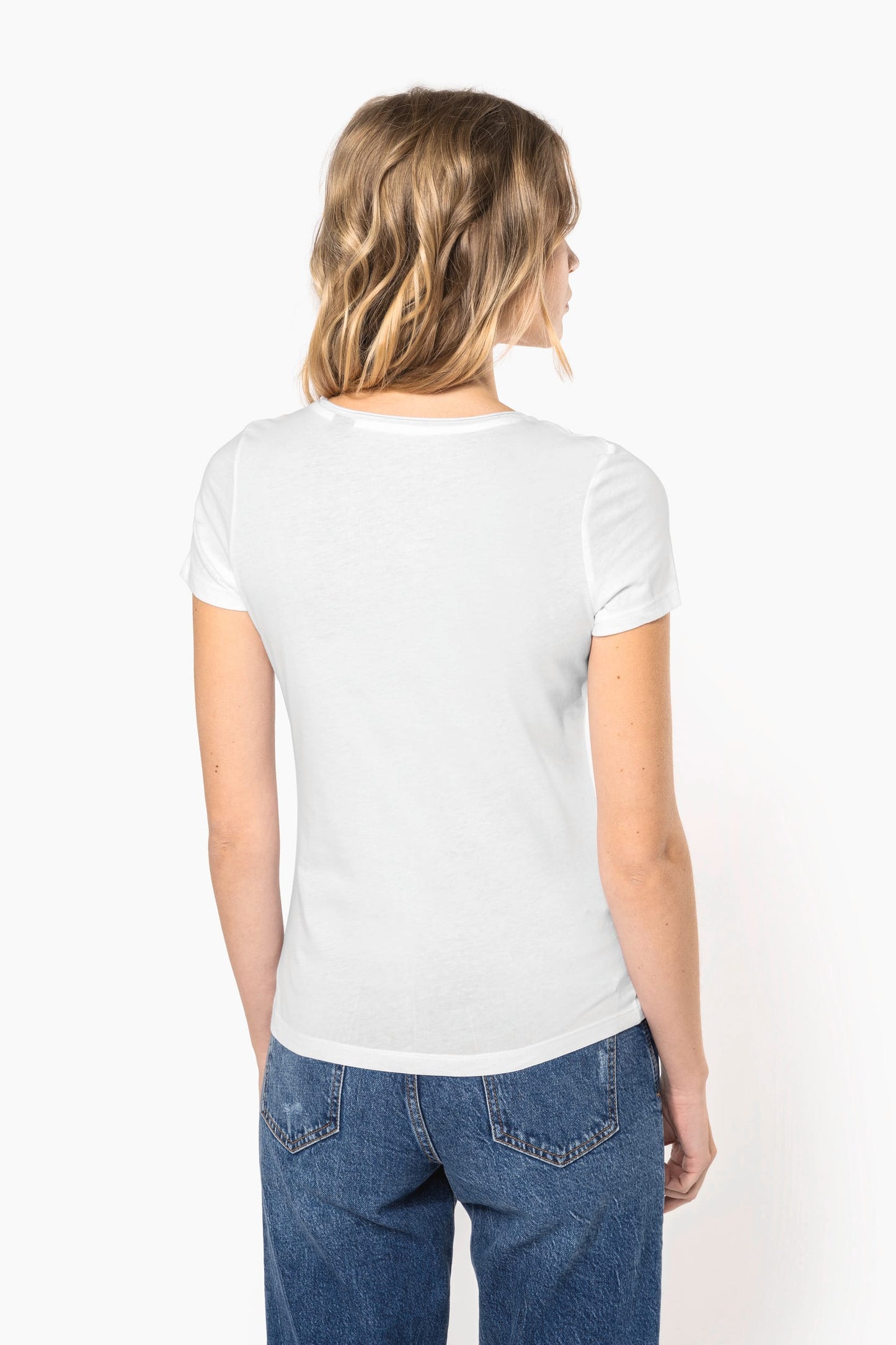 K399C - T-shirt bio donna maniche corte e collo con bordi a taglio vivo