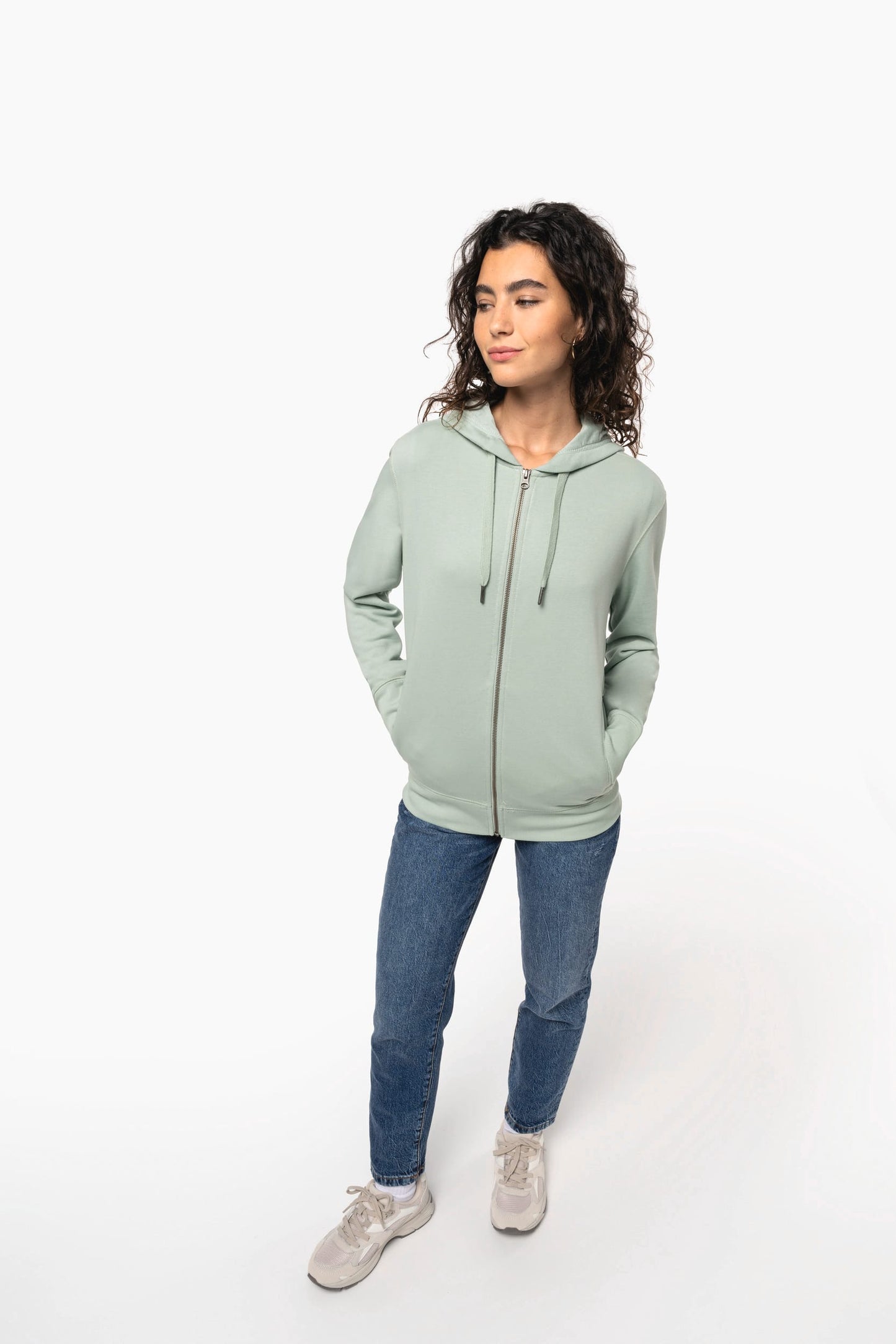 K4008 - Felpa unisex ecosostenibile con zip e cappuccio NON GARZATA
