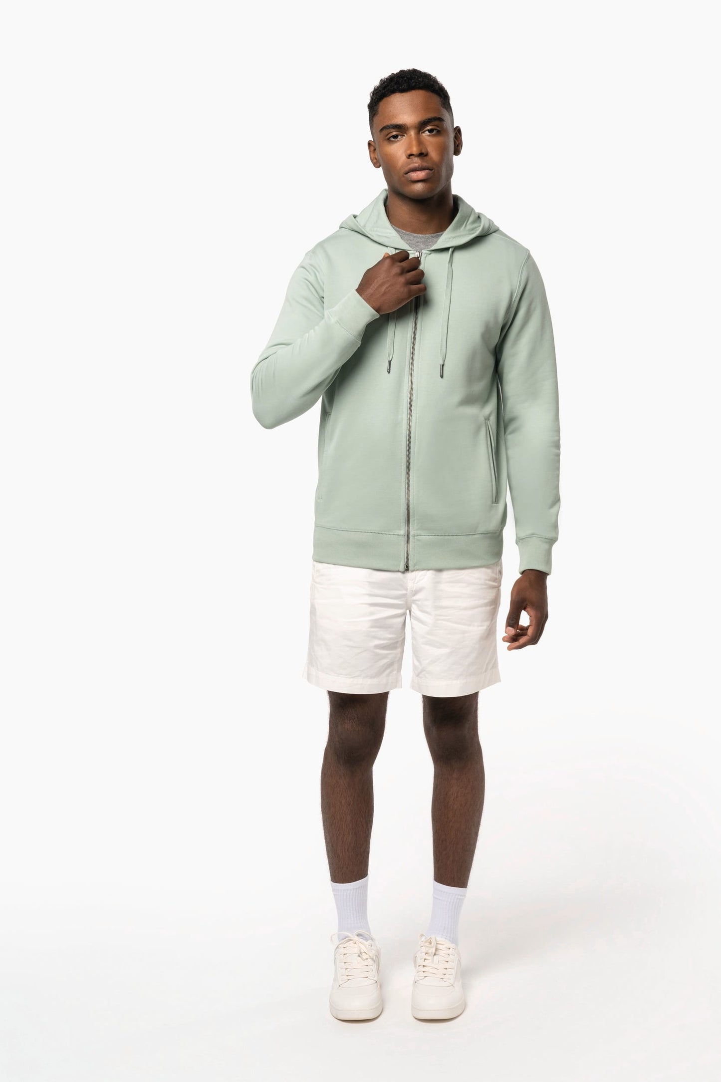 K4008 - Felpa unisex ecosostenibile con zip e cappuccio NON GARZATA
