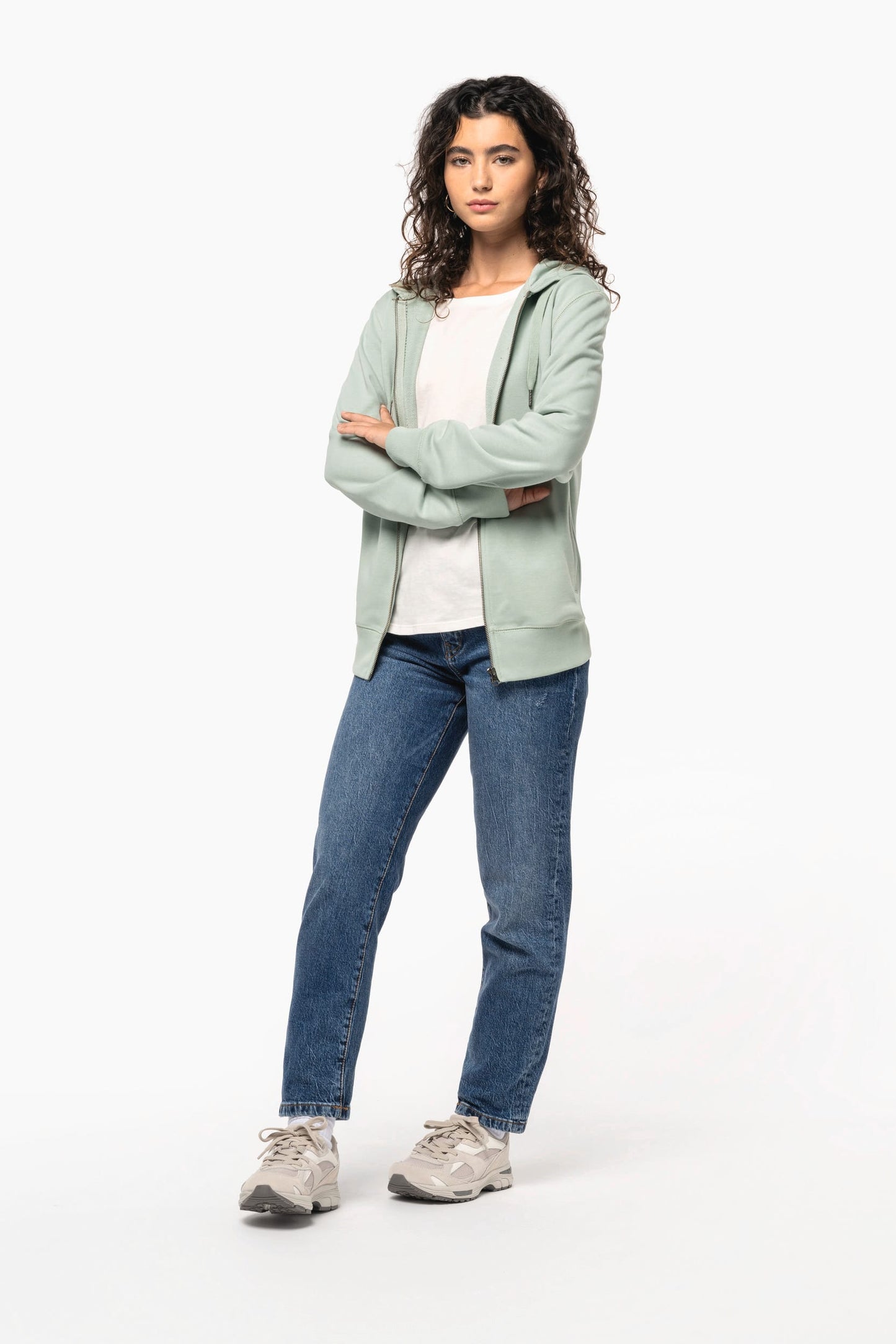 K4008 - Felpa unisex ecosostenibile con zip e cappuccio NON GARZATA