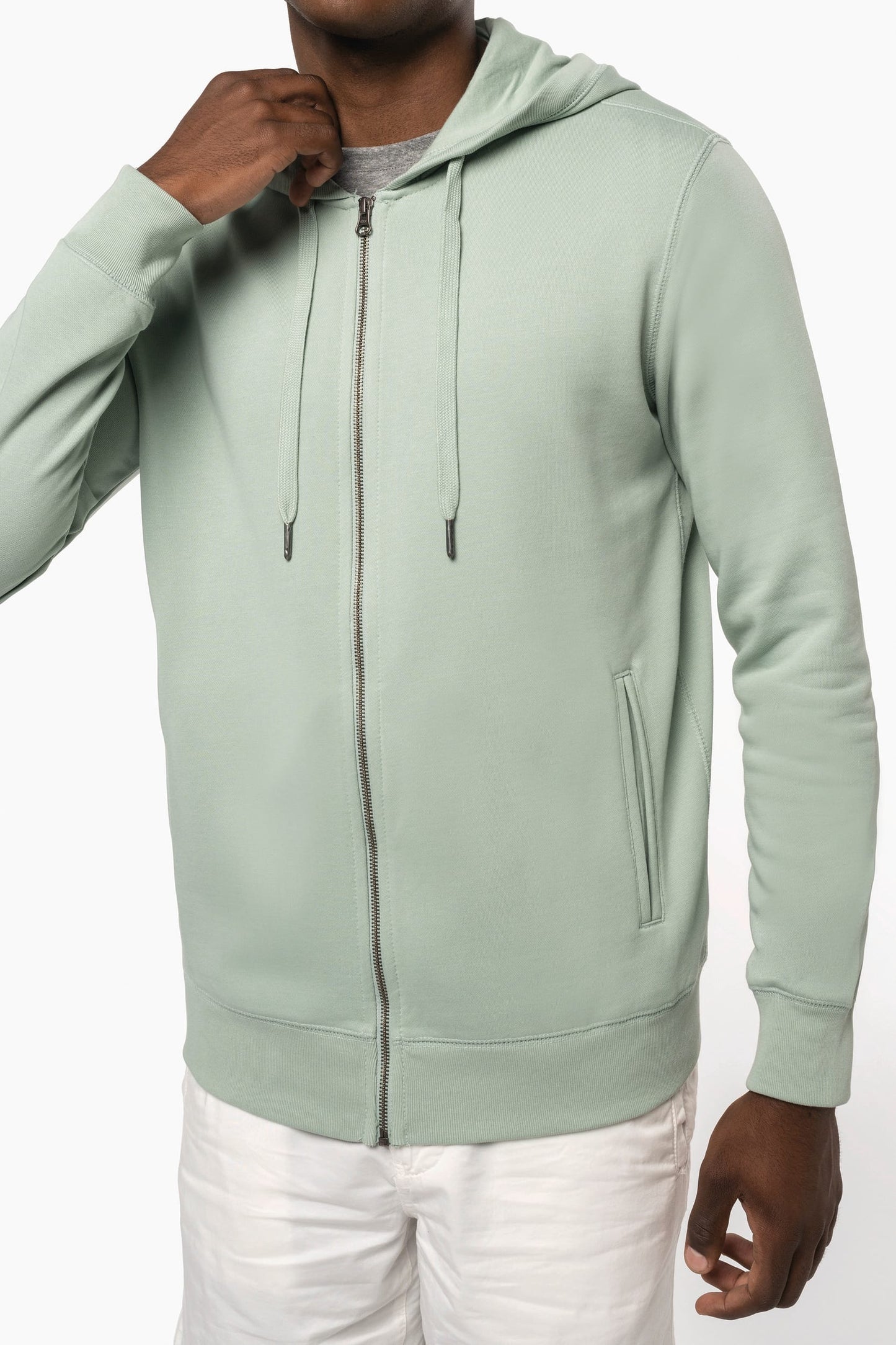 K4008 - Felpa unisex ecosostenibile con zip e cappuccio NON GARZATA