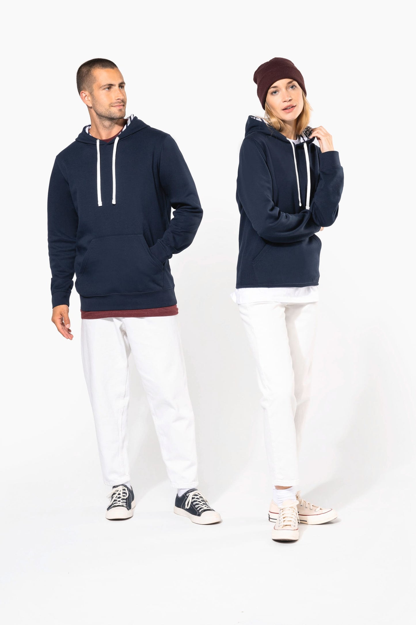 K4013 - Felpa unisex con cappuccio a contrasto con motivi