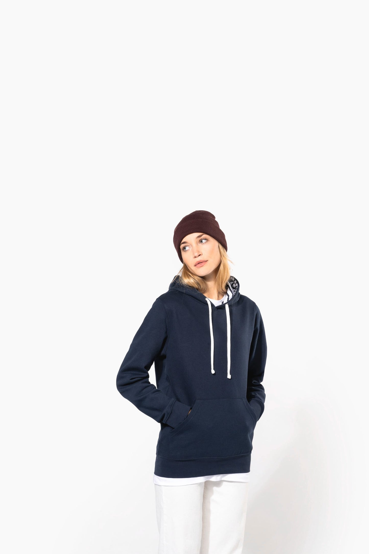 K4013 - Felpa unisex con cappuccio a contrasto con motivi