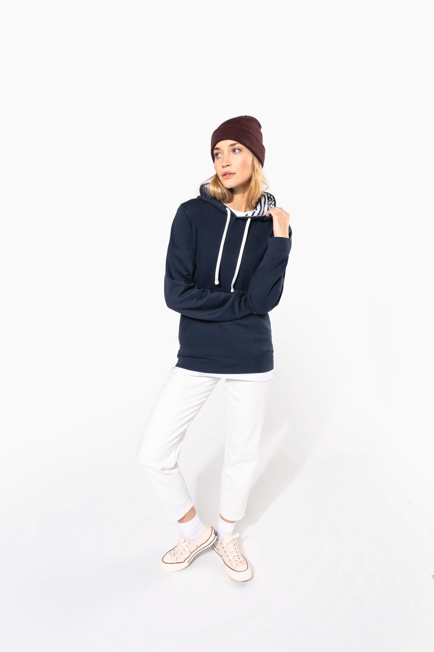 K4013 - Felpa unisex con cappuccio a contrasto con motivi